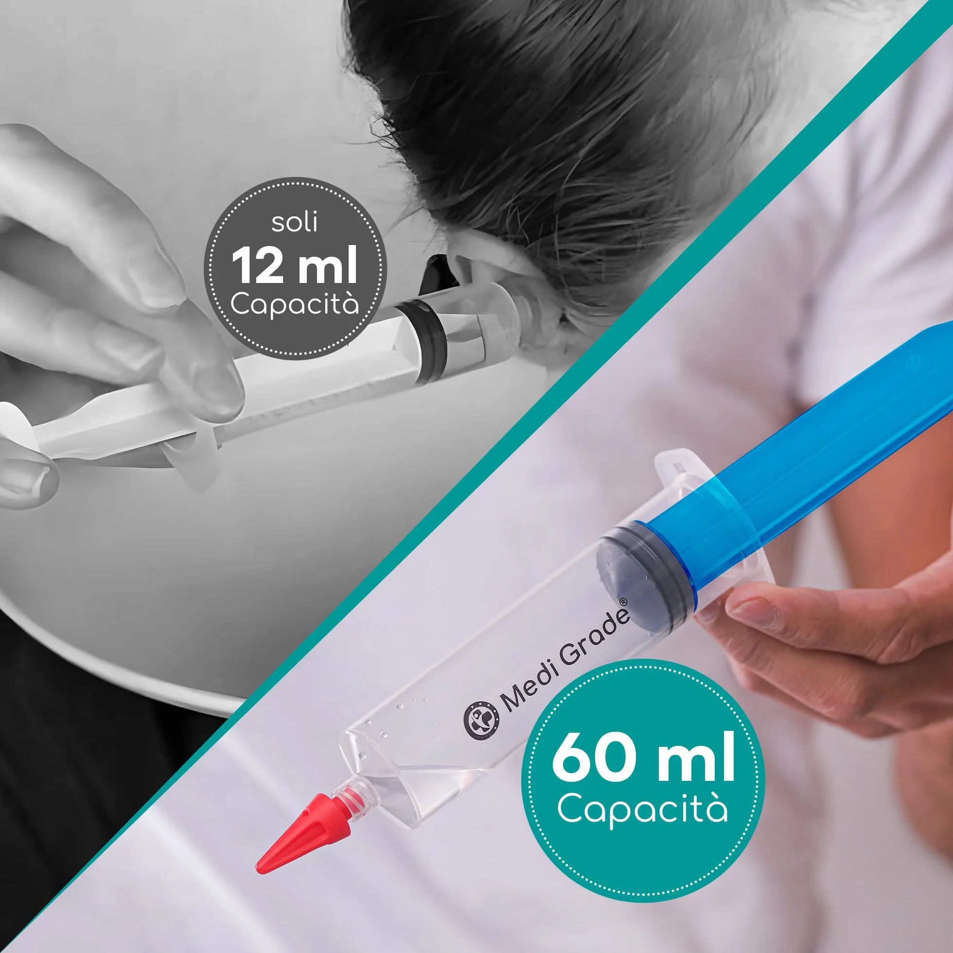 Kit Pulisci Orecchie – Pulizia Orecchie e Rimozione Cerume by Medi Grade – Kit per Pulire Orecchie con Siringa Orecchie da 60 ml con 3 Punte Quad-Stream