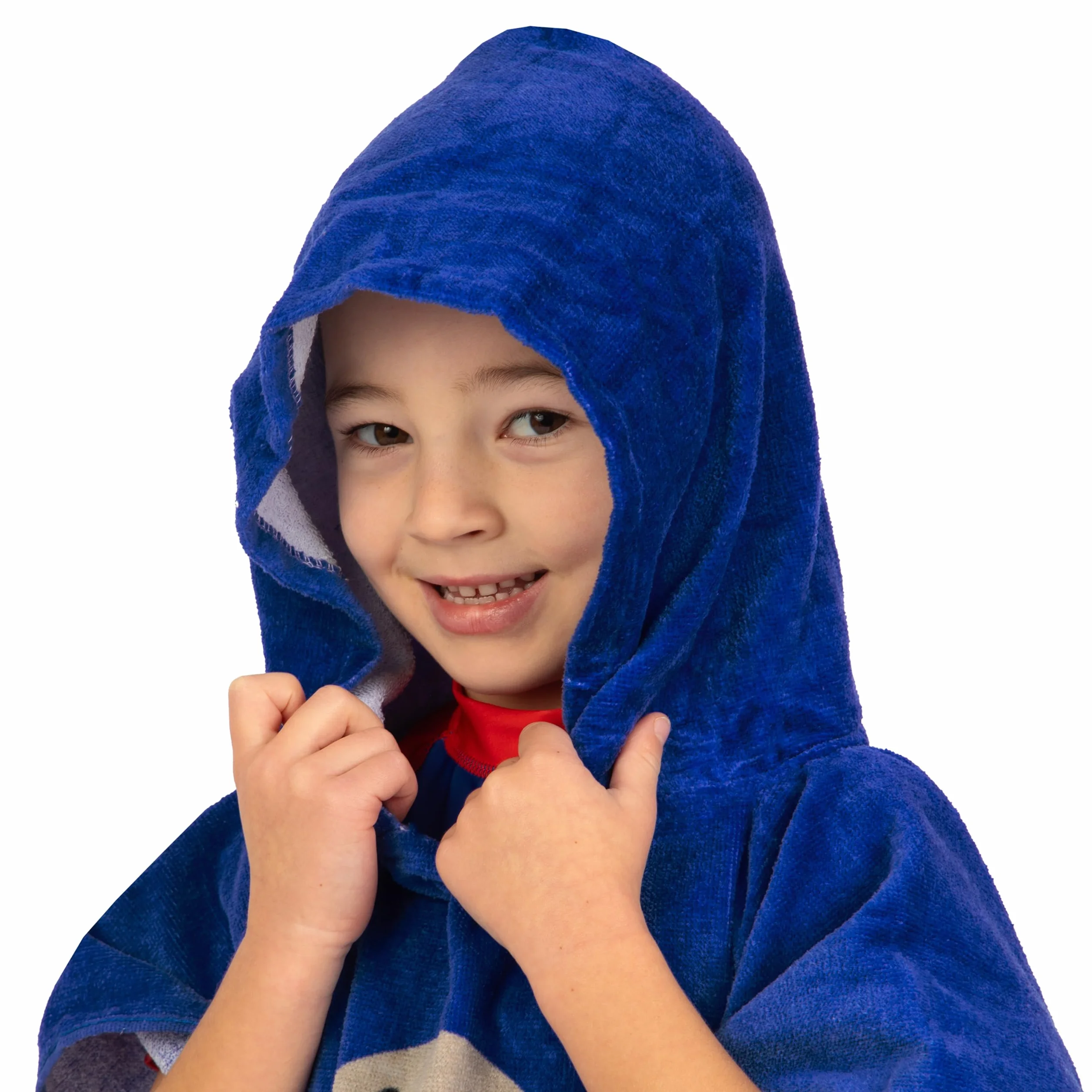 Harry Bear Poncho Mare Bambino, Accappatoio Ragazzo Con Cappuccio, Poncho Bambini Squalo, Accappatoio Bambino Cotone, Taglia Unica, Blu