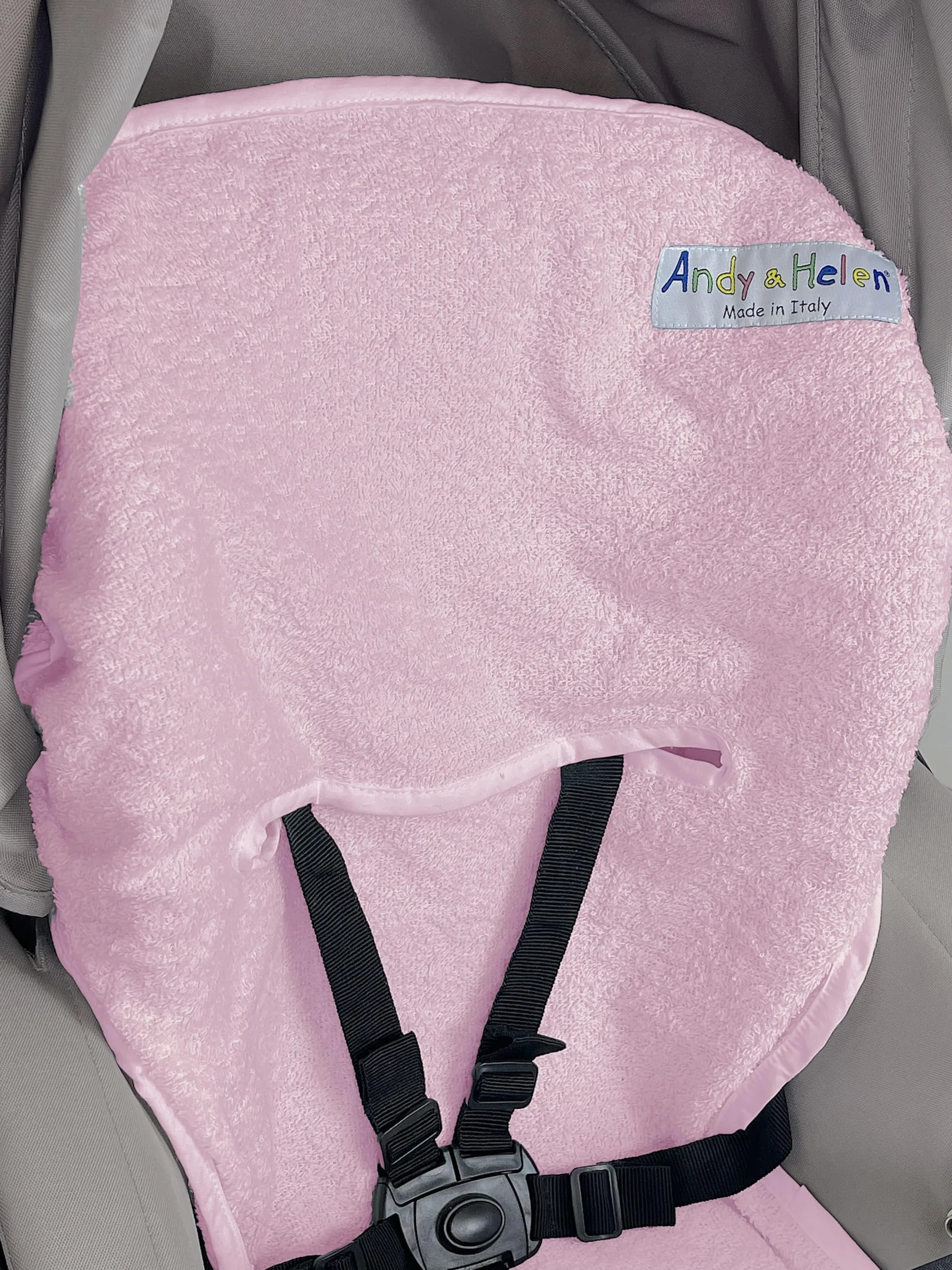 Andy & Helen 9002 Copri Passeggino Spugna di Cotone 100% Copriseduta Universale, Antiallergico per Bambino e Neonato - Made in Italy (Rosa)