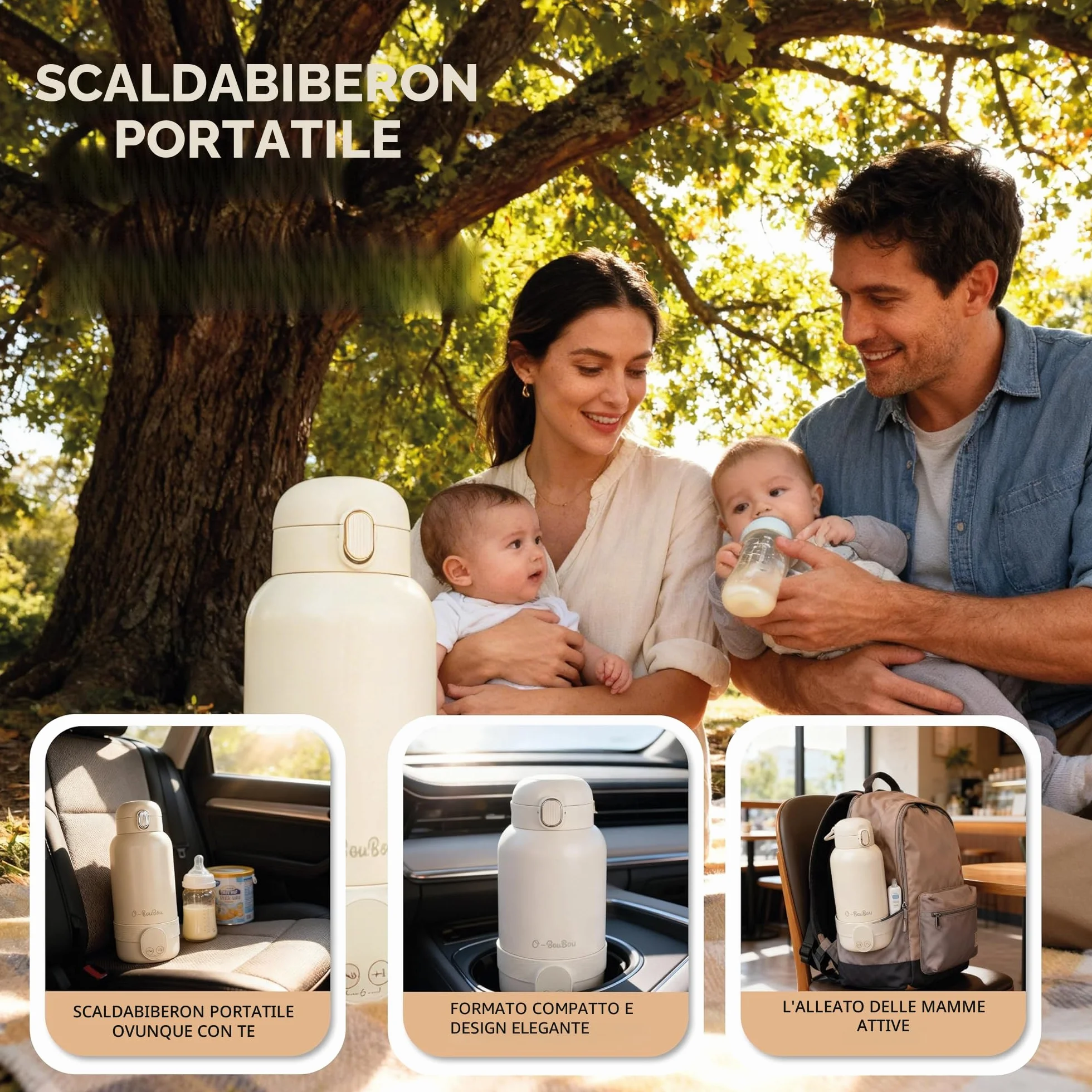 Scaldabiberon Portatile – Scalda Biberon Neonato – Capacità 500 ml – Latte Materno e Acqua – Acciaio Inossidabile – per la Notte, le Gite e i Viaggi – Riscaldamento Rapido – Batteria a Lunga Durata