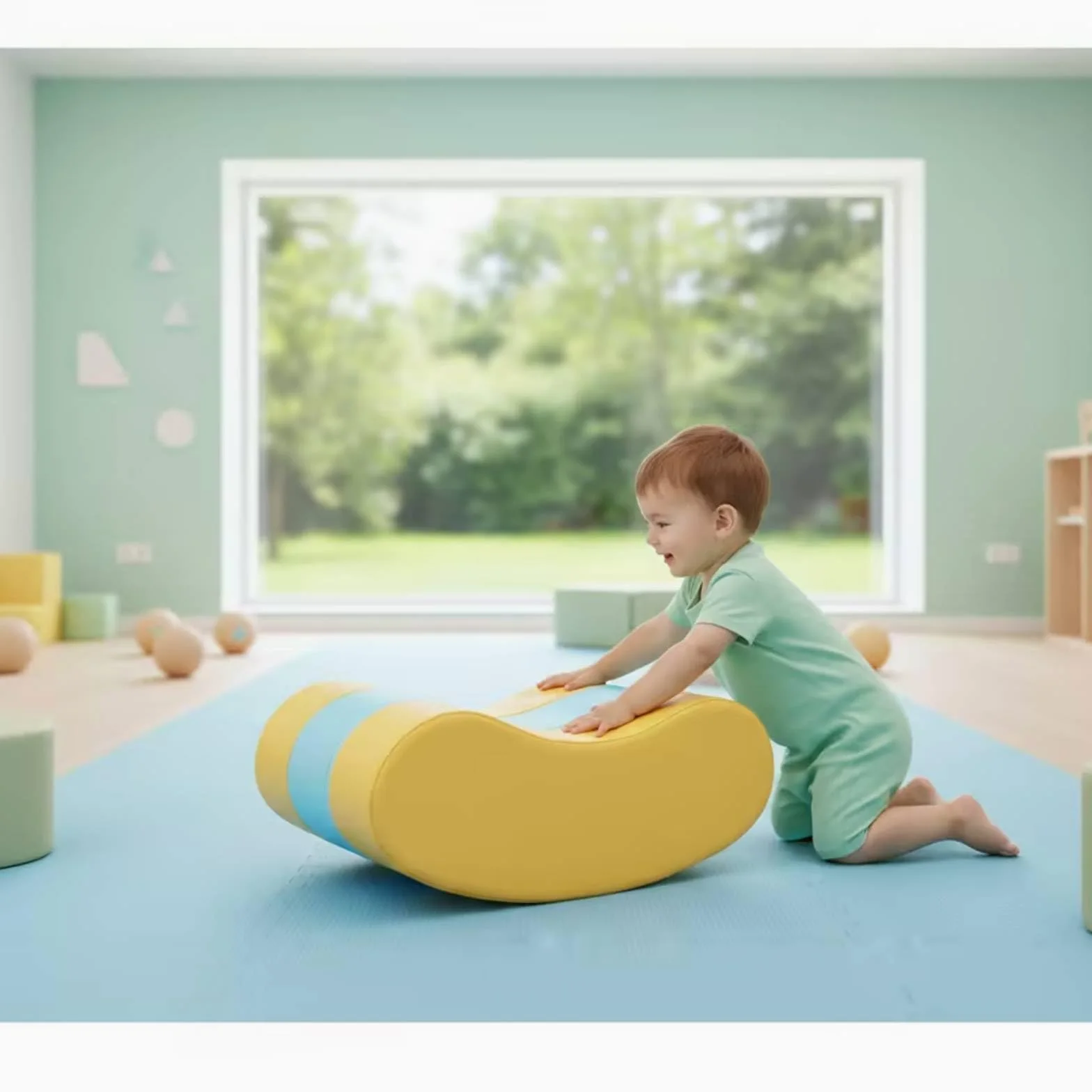 Barca a Dondolo Imbottito Dondolo Morbido in Pelle Artificiale Giocattolo per Bambini, Neonati, Ludoteca