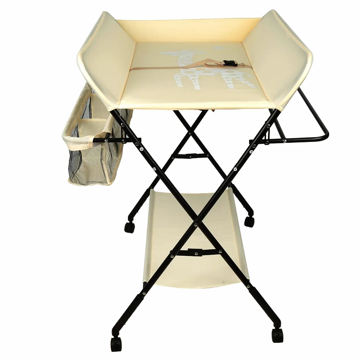SHISHI Fasciatoio Portatile Pieghevole, Fasciatoio a Piedi per Neonati, Fasciatoio da Viaggio, Materassino Fasciatoio Impermeabile e Lavabile, Protegge la Vita (80×66×(92-98) cm, Giallo-nero A)