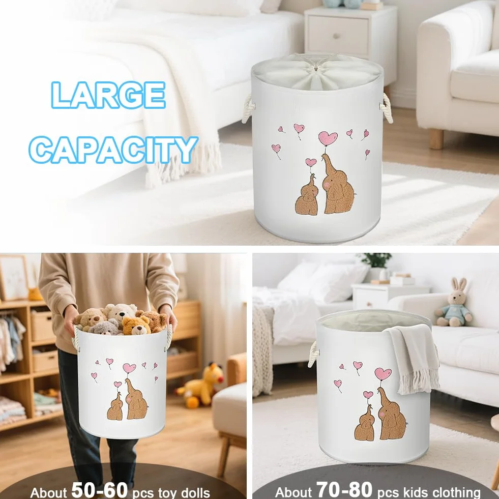 HOTUT Cesto portabiancheria per Neonati, Cesto Rotondo Pieghevole in Cotone per Bambini, Contenitore con Maniglia per l'infanzia, Nursery, dormitorio