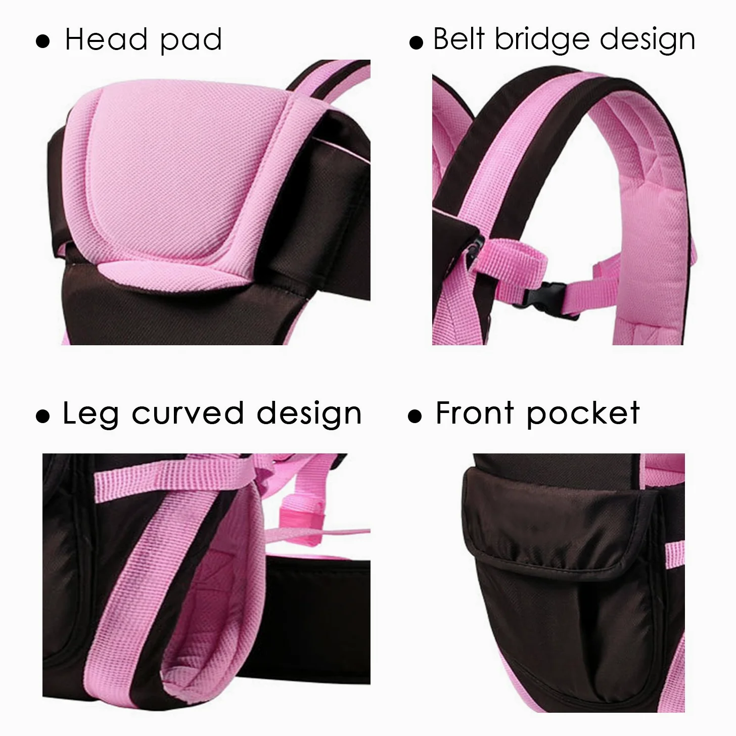 SONARIN All Season Marsupio Neonati con portabiti con cinghia variabile e schienale rimovibile,Ergonomico,Sicuro, Confortevole, adattato al crescente sviluppo del tuo bambino(Rosa)