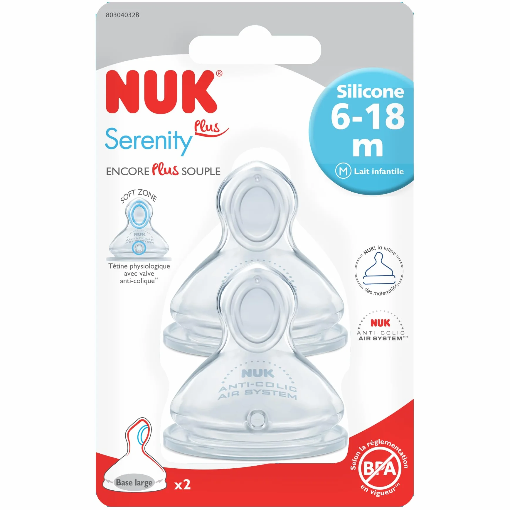 NUK - Set di 2 tettarelle taglia 6-18 mesi, latte infantile