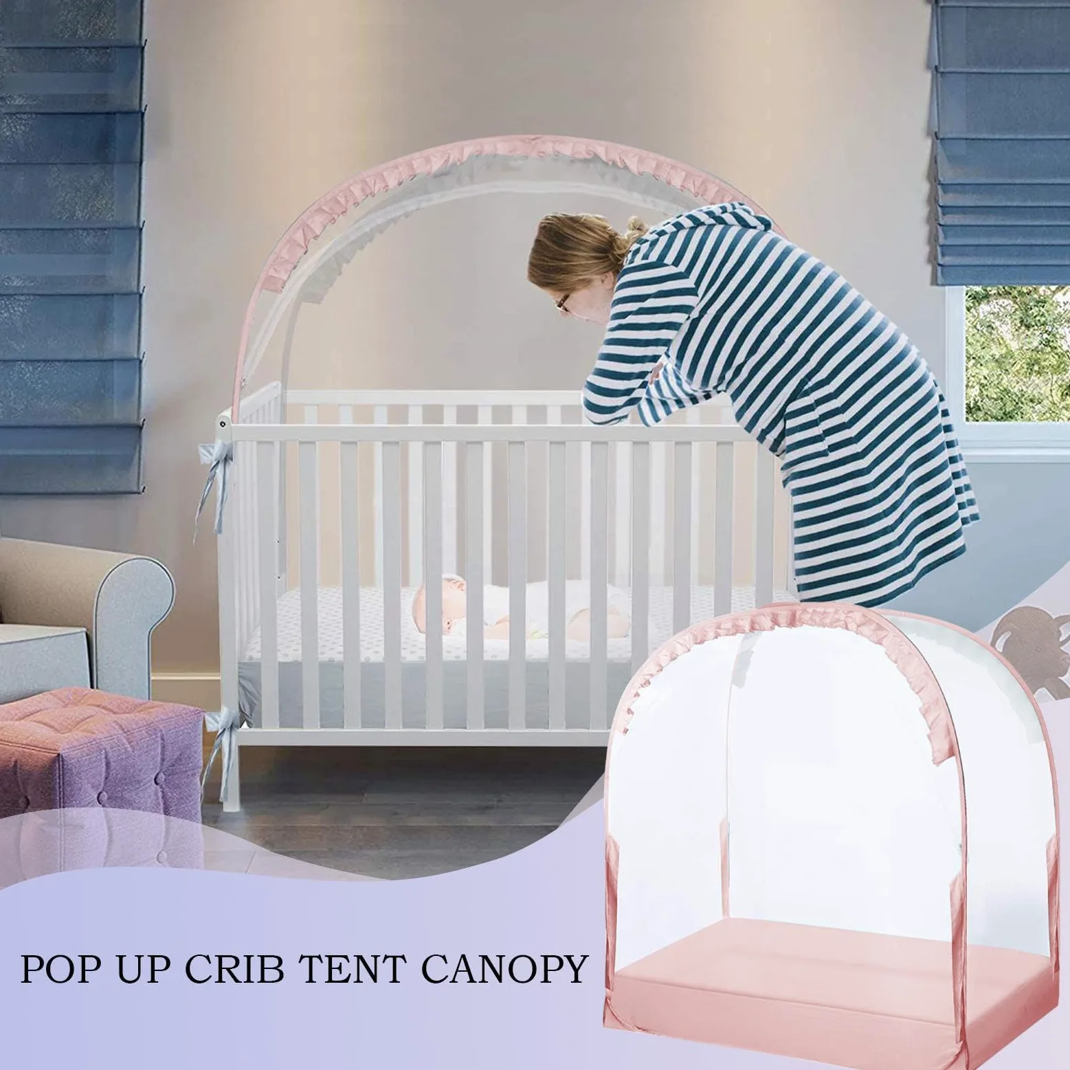 Tenda per lettino, design a rete traspirante + per letto per | Tenda a baldacchino in filo di acciaio, traspirante, per neonati, bambini, camera dei bambini, casa, viaggi
