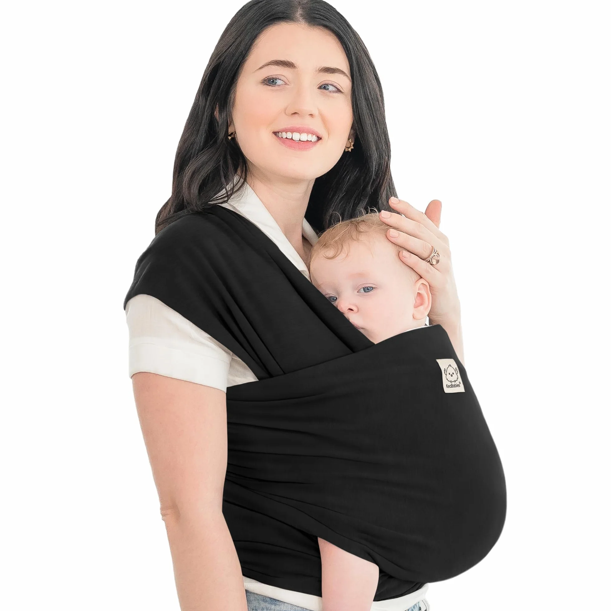 KeaBabies Baby Wrap Carrier - Tutto in 1 Original Baby Carrier Fascia da Neonato a Bambino, Facile da Indossare, Legatura Senza Mani, Leggero, Impacchi per Bambini Traspiranti (Trendy Black)