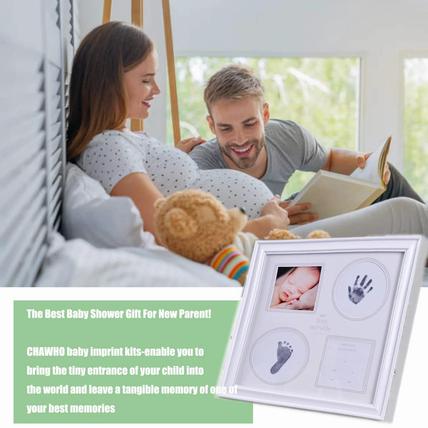 Cornice per impronte Bambino e Neonato Kit Impronta per Mani e Piedi del Neonato - Cornice per foto a inchiostro Porta Bracciali di Nascita Portafoto Regalo perfetto per bambini #4