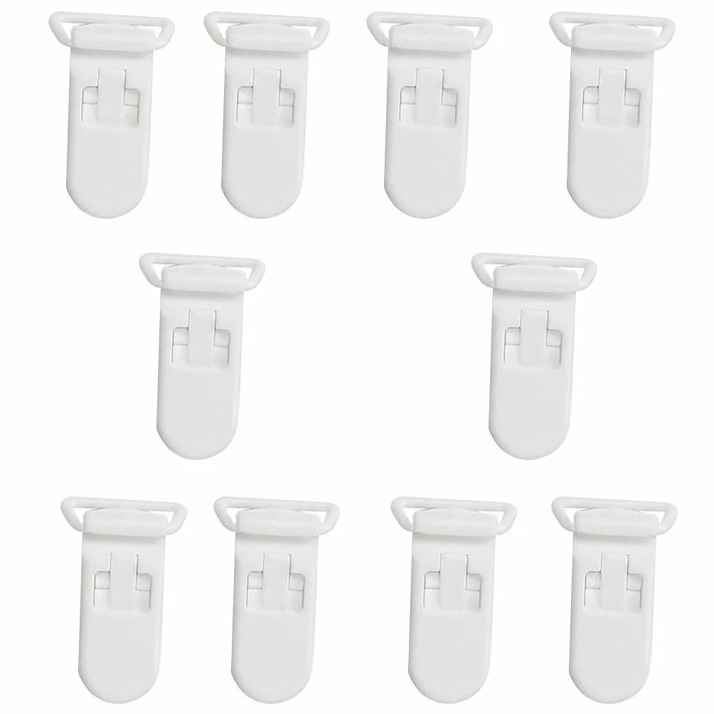 10 pezzi riutilizzabili in plastica distintivi clip per bambini manichini ciucci clip per giocattoli per bambini artigianato bianco design utile