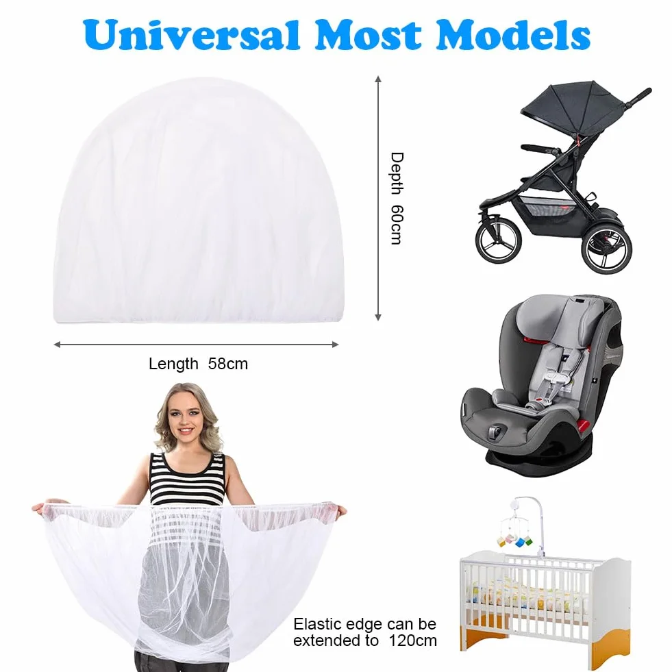 Vicloon Zanzariera Passeggino Universale, Zanzariera Passeggino per Carrozzina, Seggiolino Auto, Culla, Protezione Contro Zanzare, Vespe e Altri Tipi di Insetti per Neonati, Bambini (Bianco)