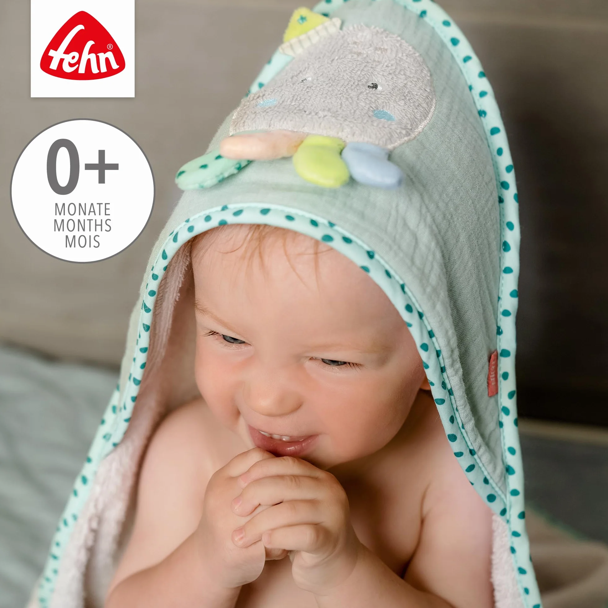 Fehn Asciugamano con cappuccio polpo – poncho da bagno in spugna con cappuccio e simpatico motivo lama – assorbente e morbido – per neonati e bambini a partire da 0 mesi