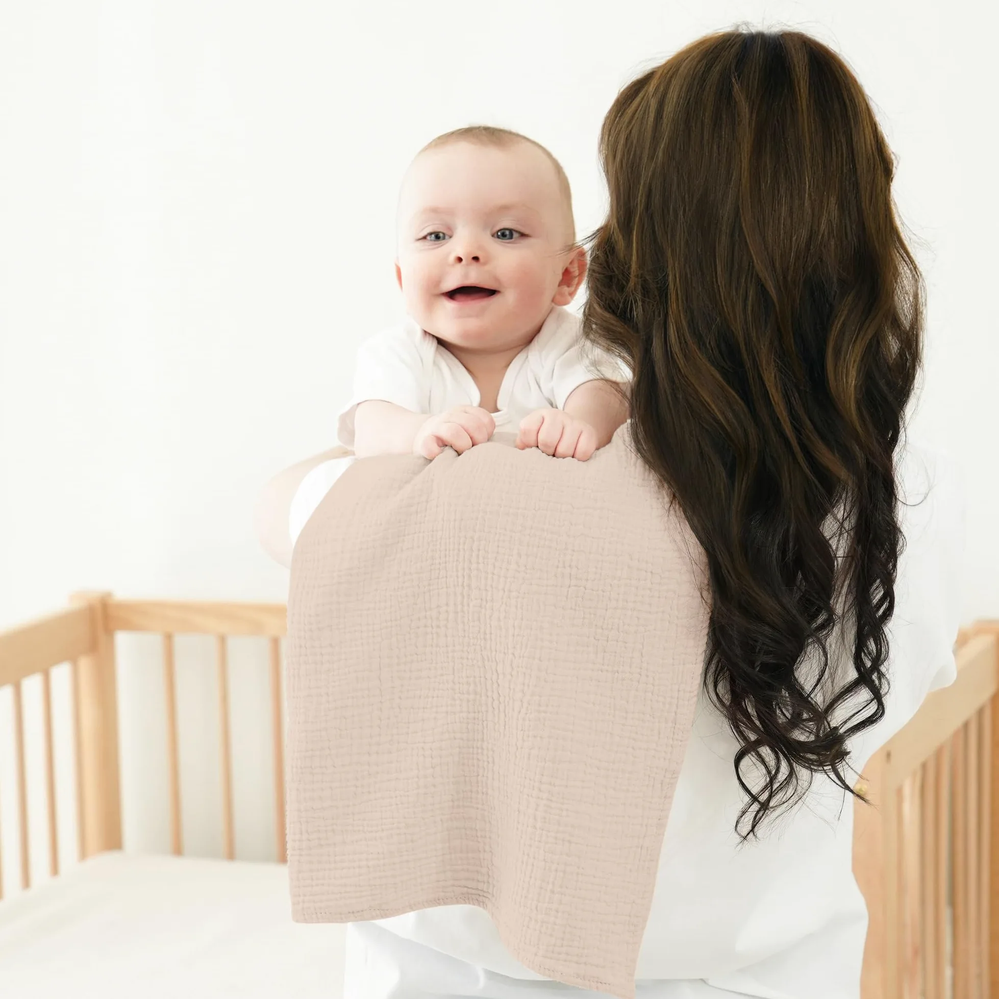 bearmoss Bambino in Mussola Per Neonati Set 4 Pezzi 60x60CM, 100% cotone Super Morbido Assorbente in Mussola A Grana Per Neonati Per Bambine E Ragazzi(Marrone rosato)