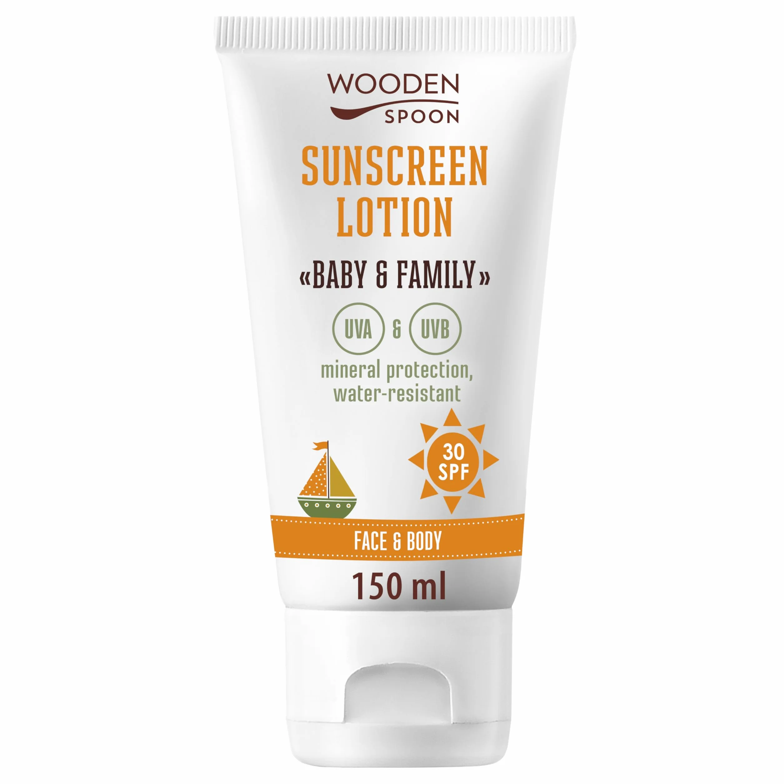 Wooden Spoon Crema Solare Biologica Bambini e Famiglia SPF30 – 100% Naturale, Zinco Invisibile, Senza Residui Bianchi, Ipoallergenica, Vegan, Resistente all’Acqua – 150 ml