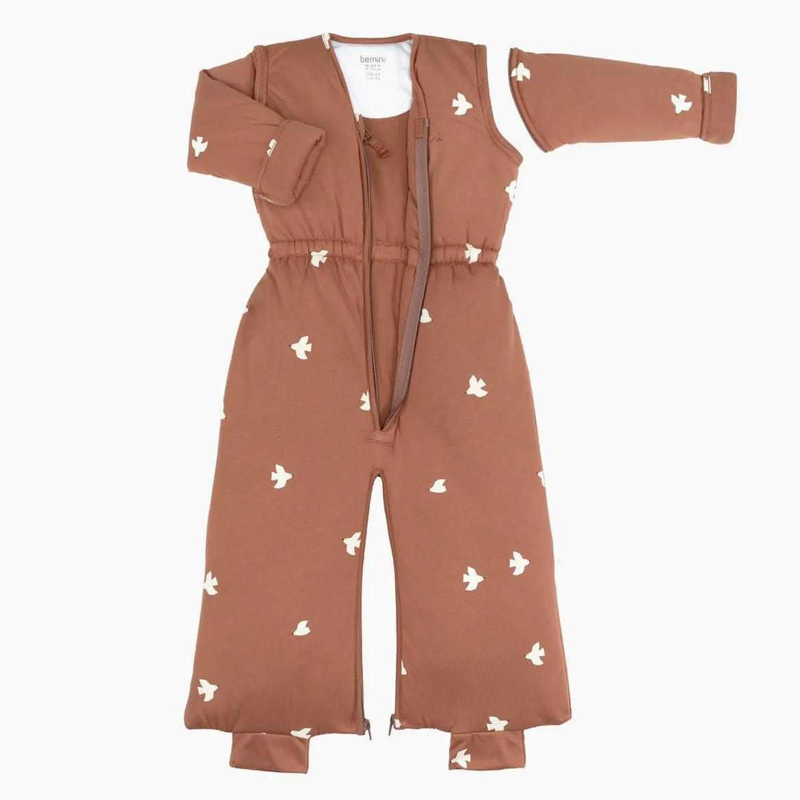 BEMINI Sacco nanna con gambe separabili invernali – TOG 2.5 Pady jersey + jersey – Piuma moka