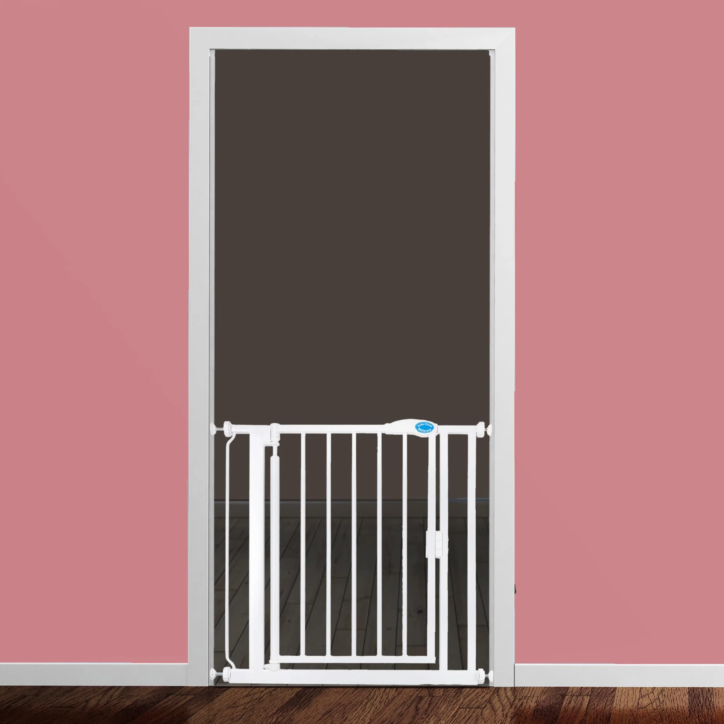 Bettacare Cancelletto per Animali con Chiusura Automatica, 61cm - 66,5cm, Bianco, Extra Stretto, Cancelletto a Pressione per Cani e Cuccioli, Barriera di Sicurezza per Porte, Corridoi e Spazi