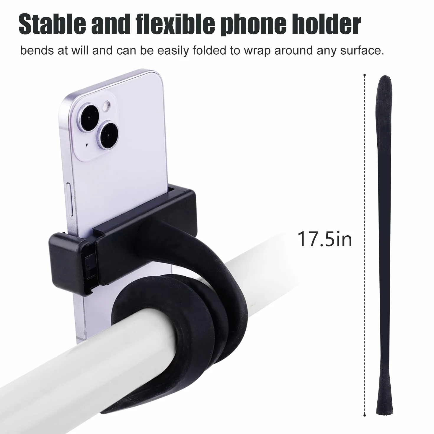 PEUTIER Supporto Cellulare per Passeggino, Flessibile Porta Cellulare per Passeggino con Impugnatura per Braccio Antiscivolo Lega Morbida GoPro Morsetto per Telefono per Passeggino Scrivania