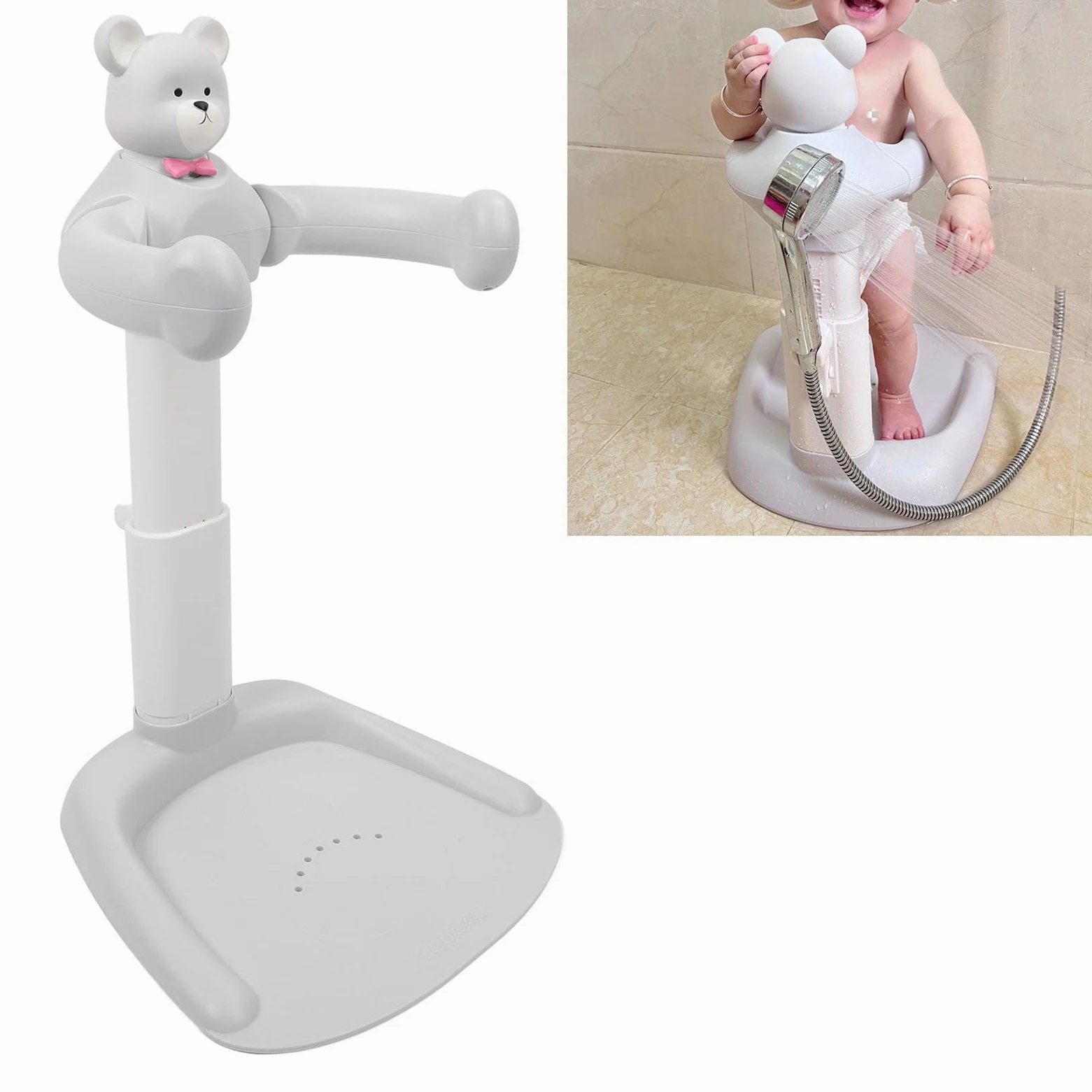 EMUKOEP Supporto per Bagnetto, Supporto per Doccia Regolabile per Neonati, Torre di Supporto per Bagnetto per Neonati, Comodo Supporto per Doccia per Neonati