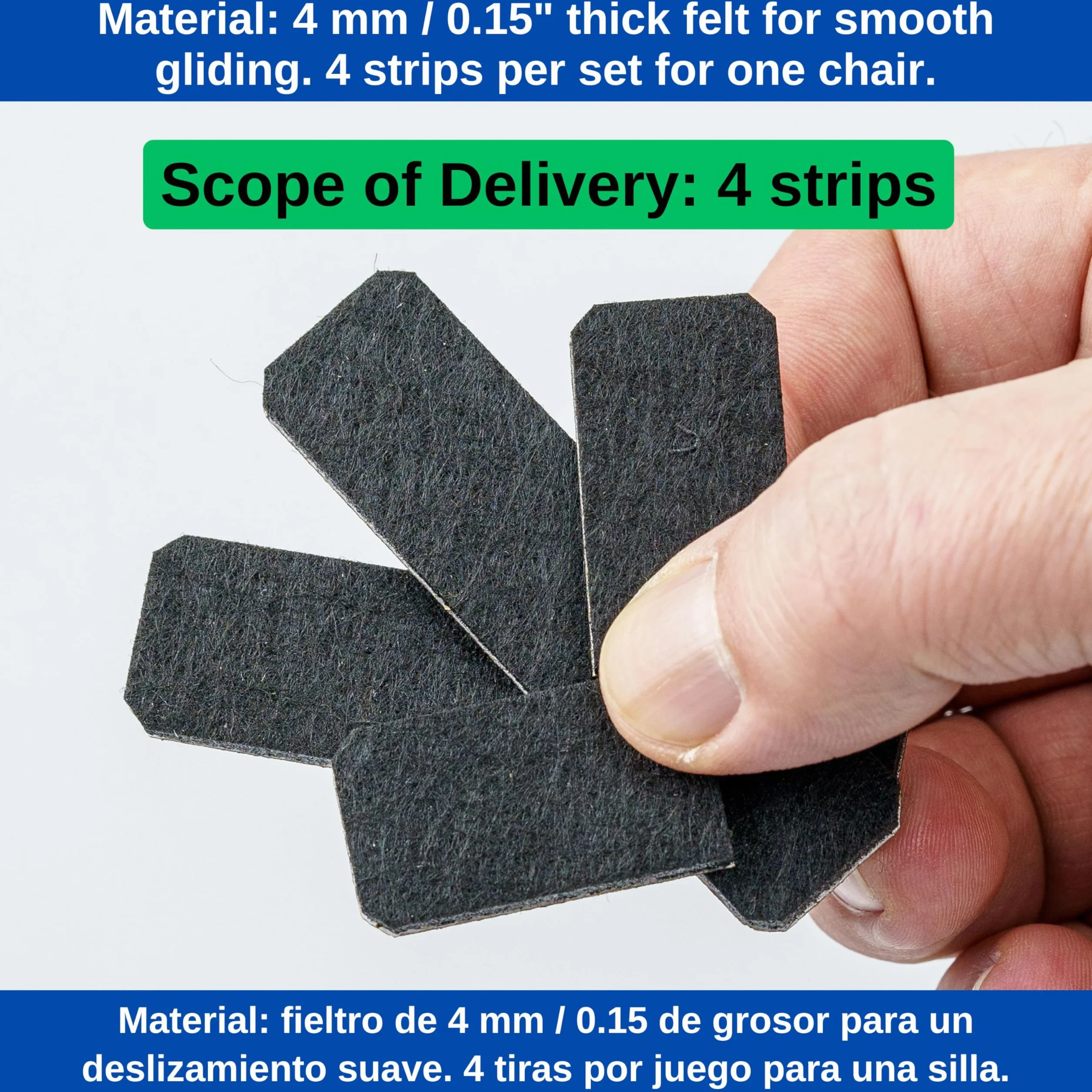 Scivolo in feltro per seggiolone, 1 Set, compatibile con seggiolone HAUCK ALPHA+ e BETA+ con rotelle, in Nero, da incollare, protezione autoadesiva per pavimento sedia per bambini