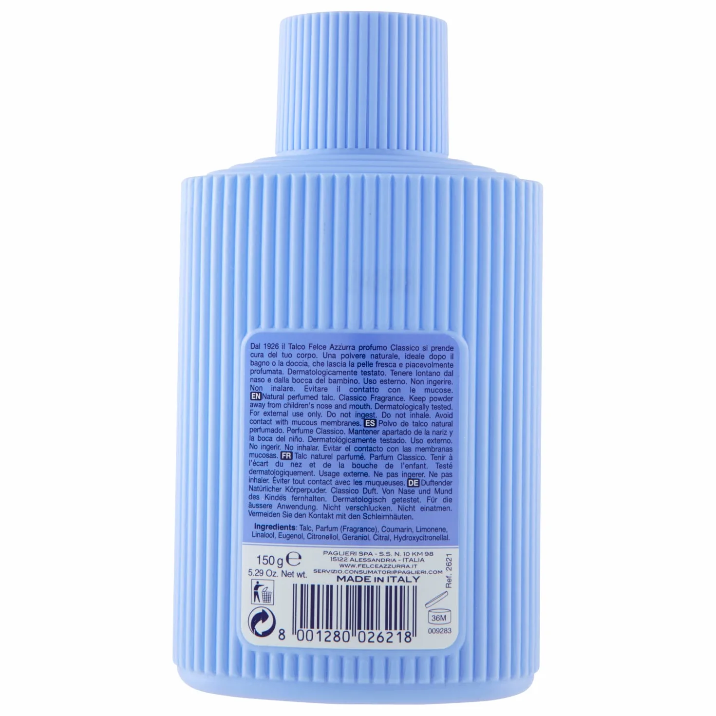 Felce Azzurra - Talco, Polvere Delicata Completamente Naturale, Profumo Classico - Barattolo, 150 gr