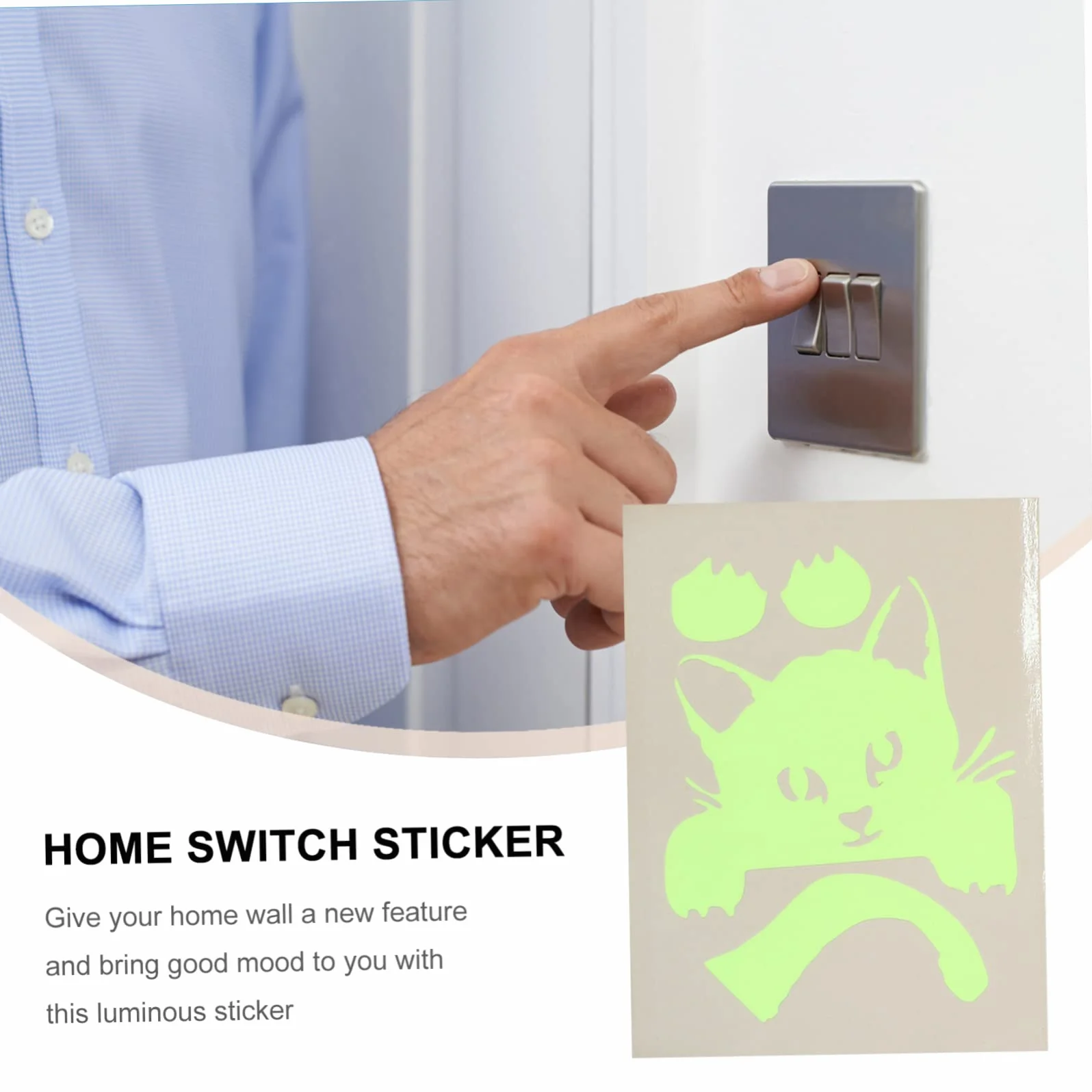 2pezzi Adesivi Murali Luminosi Per Adesivi Creativi Tema Gatto Per Decorare Camera Salotto Cucina e Altro Facili Da Applicare e Realizzati Durevole