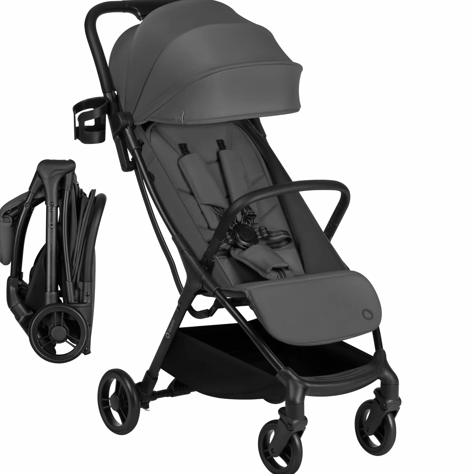 Lionelo AGIA Passeggino Leggero e Compatto fino a 22 kg / 4 anni Pieghevole con una Mano, Posizione Distesa, Seduta Ampia, Pannello di ventilazione, Ammortizzazione, Grande Cestello Regolazione Facile