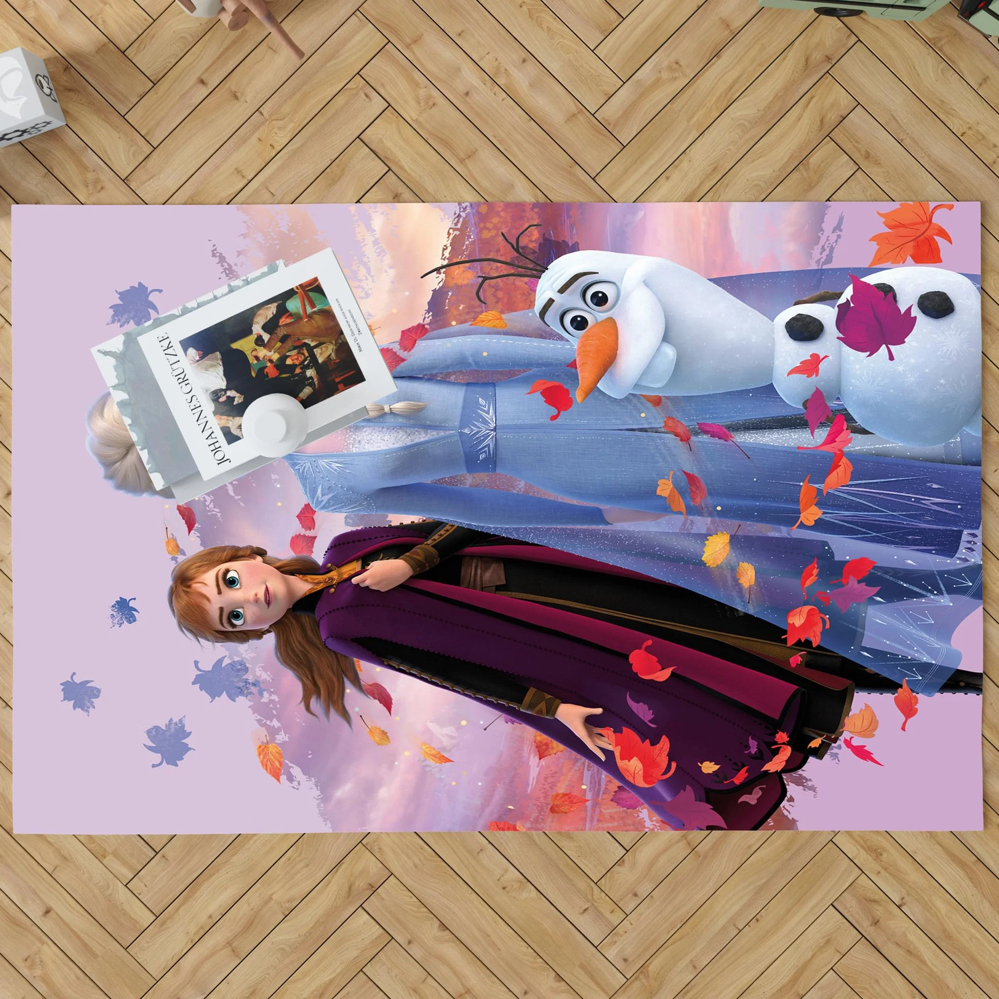 Disney Frozen 2Tappeto da camera Dreamteam 100 cm x 133 cm, antiscivolo, antirumore, tappeto da gioco, tappetino da gioco, personaggi Anna Elsa Olaf Sven Kristoff