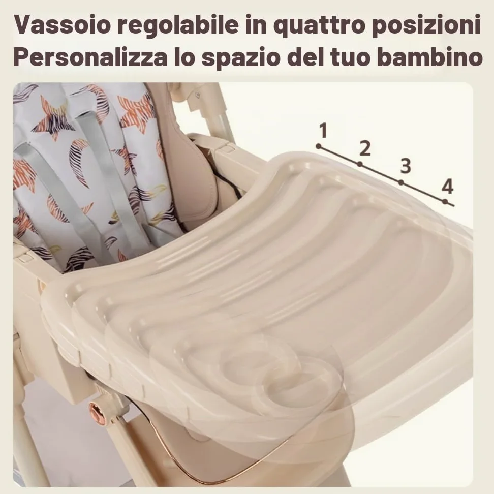 Seggiolone convertibile pieghevole per neonati e bambini,cachi | Diverse posizioni di reclinazione, superficie liscia semplice da lavare