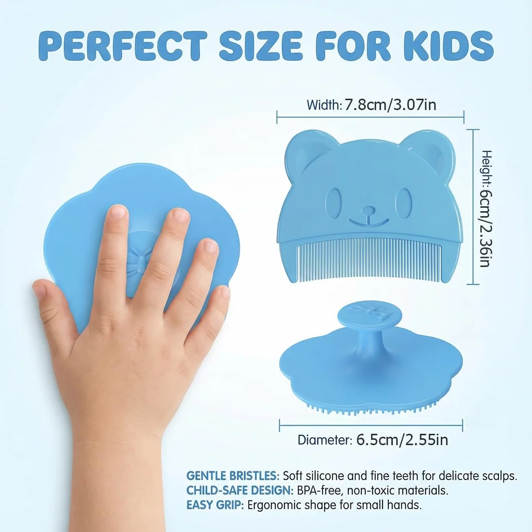 2er-Pack Spazzola per Bambini, Pettine per Crosta Lattea Delicato, Rimuove Efficacemente la Crosta Lattea, Massaggio e Pulizia Delicata del Cuoio Capelluto per Neonati e Bambini (Blu)