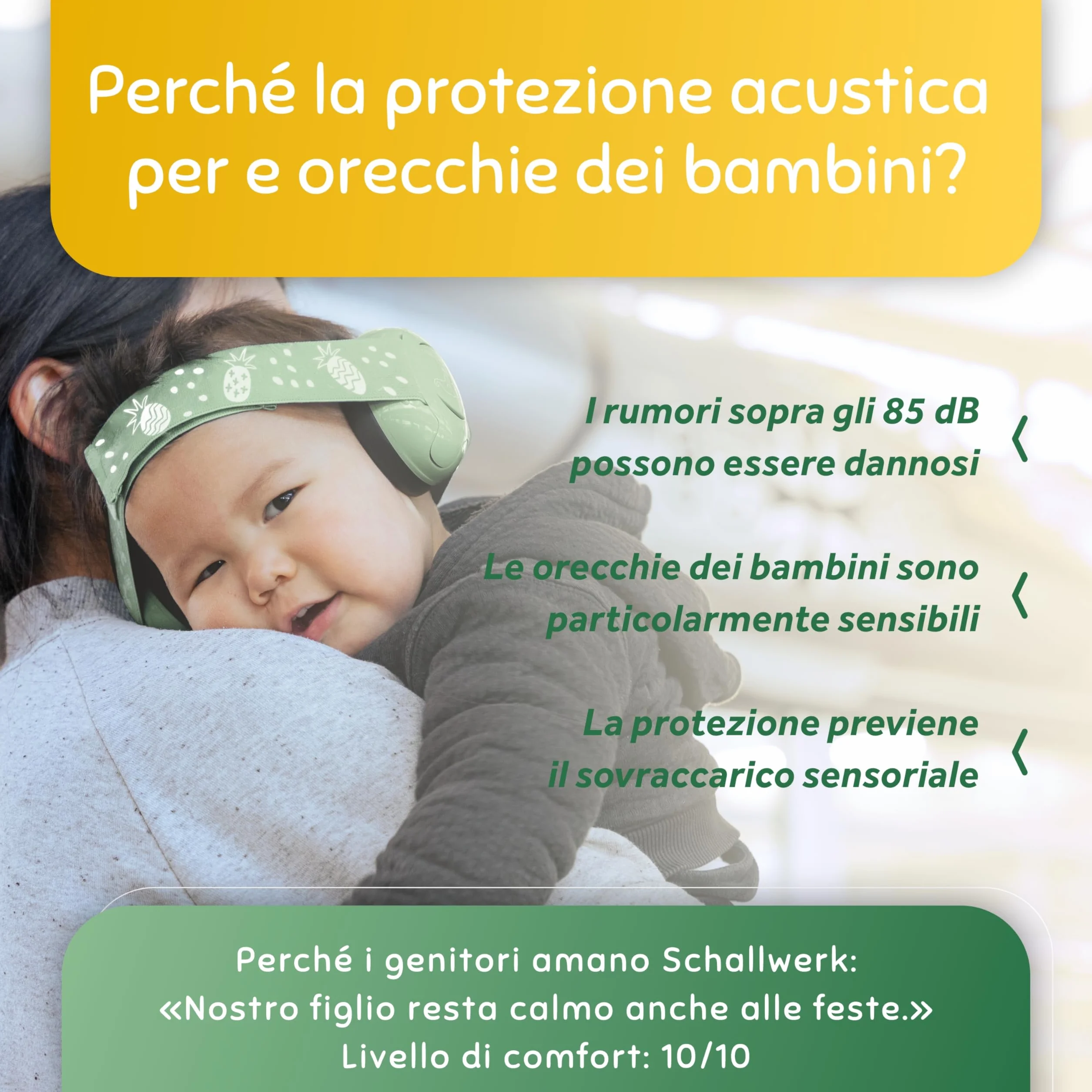 Schallwerk ® Mini+ Cuffie Antirumore Bambini - Protezione dell'udito per Bambini e Neonati - Cuffie Neonato Antirumore, Neonato, Bambino, Aereo, Rumore