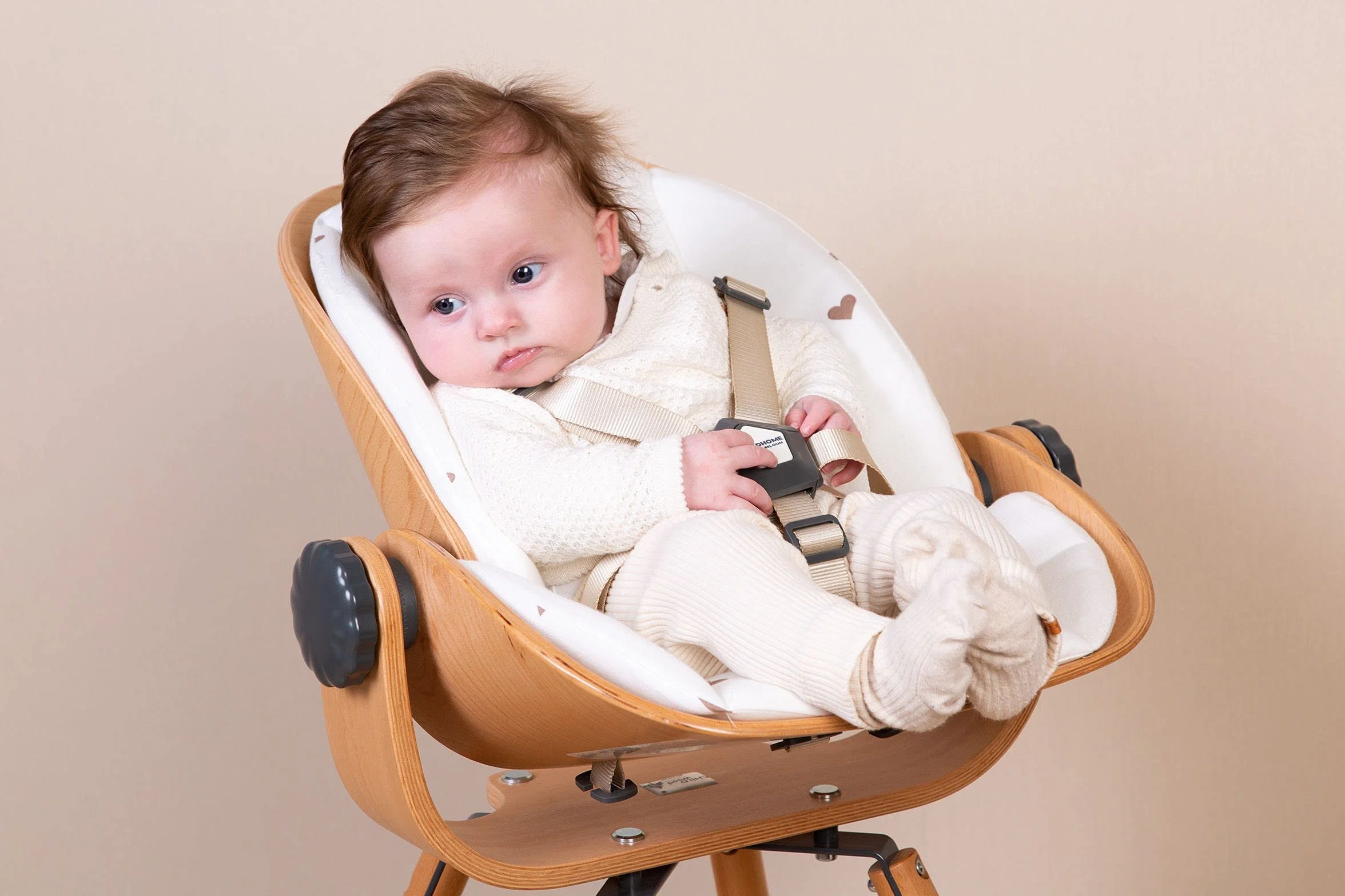 CHILDHOME, Cuscino riduttore per neonato, compatibile con il seggiolino per neonati Evolu Newborn Seat, 100% cotone, cintura di sicurezza a 5 punti, confortevole, ergonomico, gold hearts
