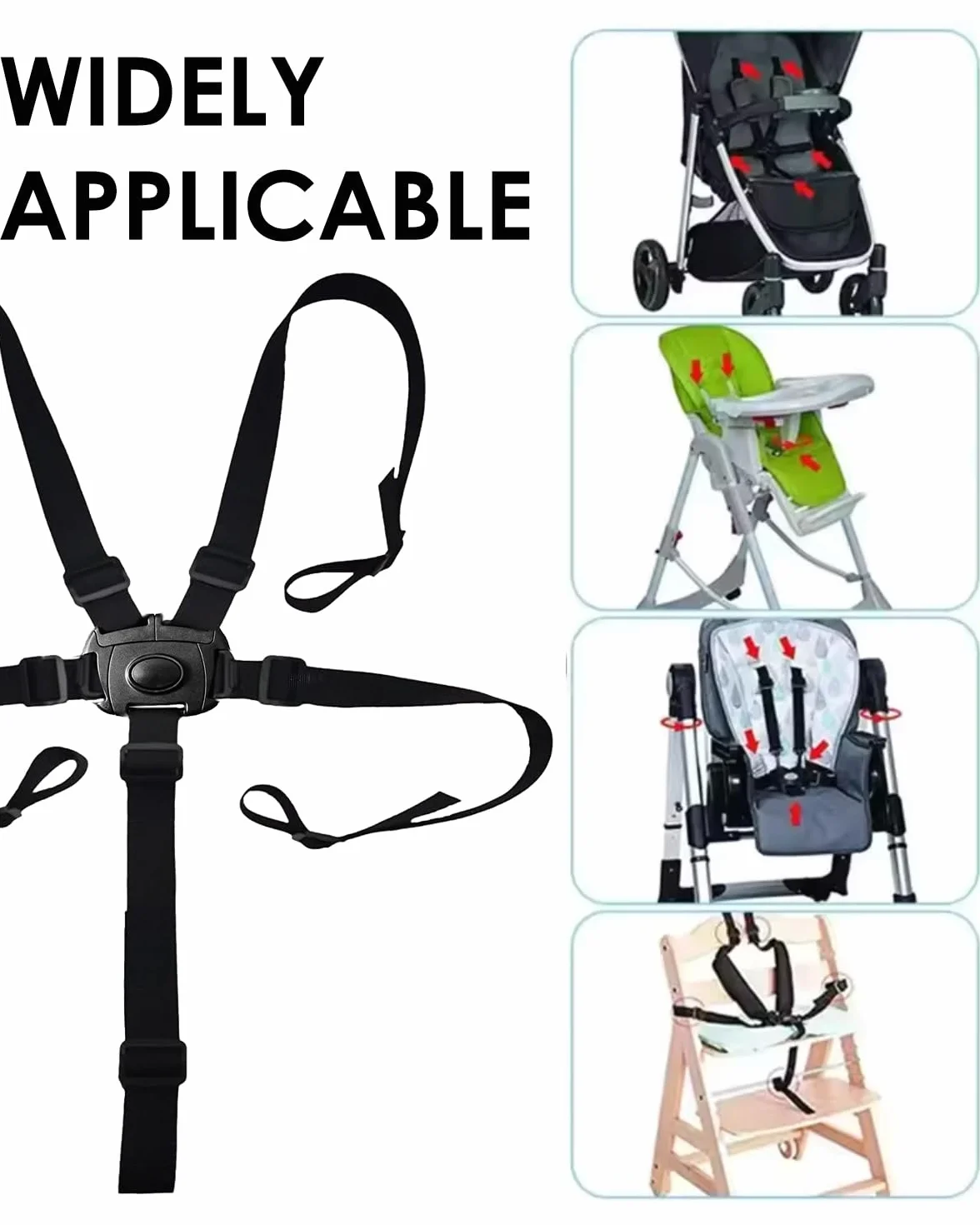 Cinture Universali Regolabili per Seggiolone e Passeggino,Cinghie di Sicurezza a 5 Punti per Bambini,Imbracatura per Seggiolino Auto e Carrozzina,Adatte per la Maggior Parte dei Modelli