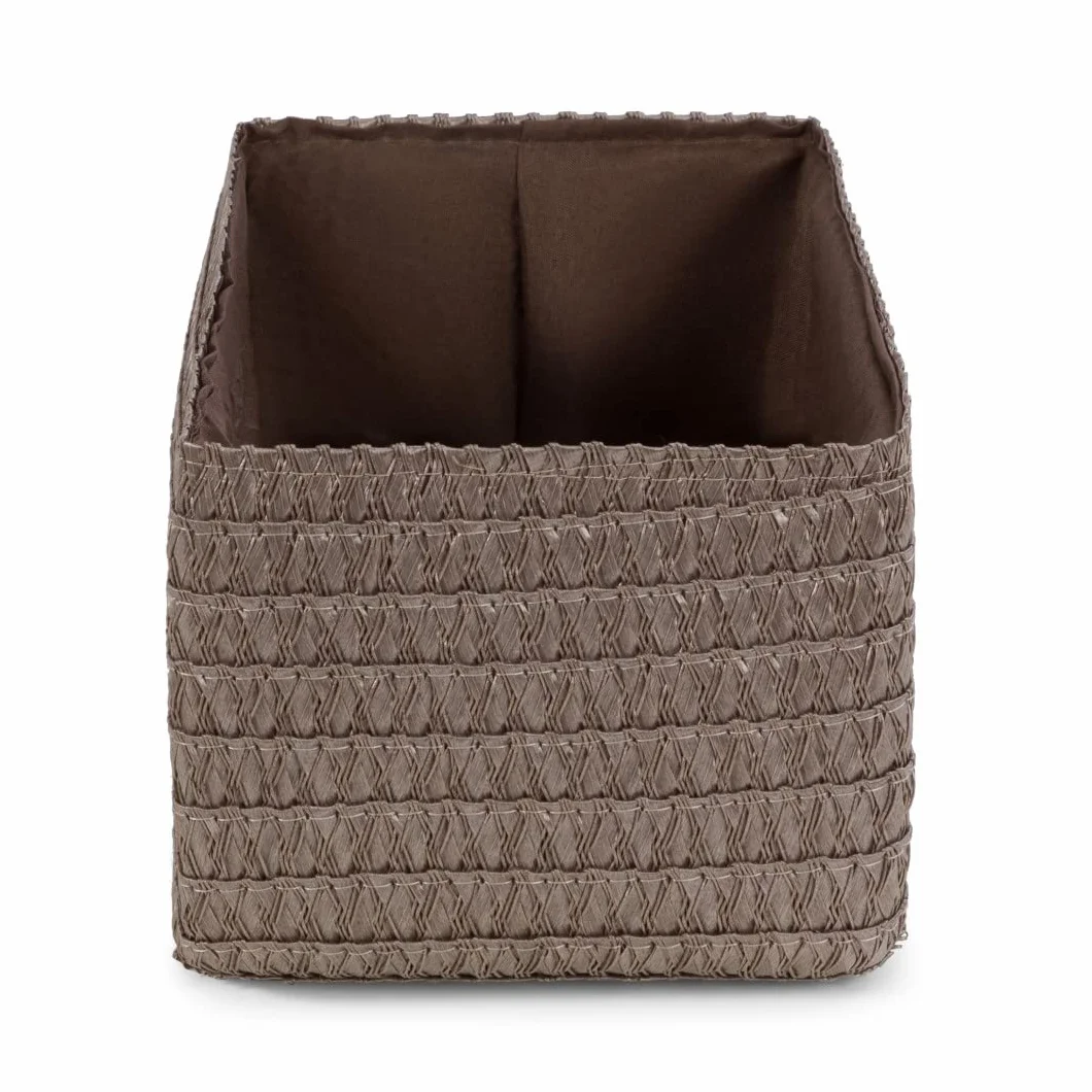 Compactor Lilou Cestino Portaoggetti Intrecciato con Manici, Polipropilene e Cartone, 23 x 15 x 12 cm, Tortora, RAN9697 (Confezione da 2)