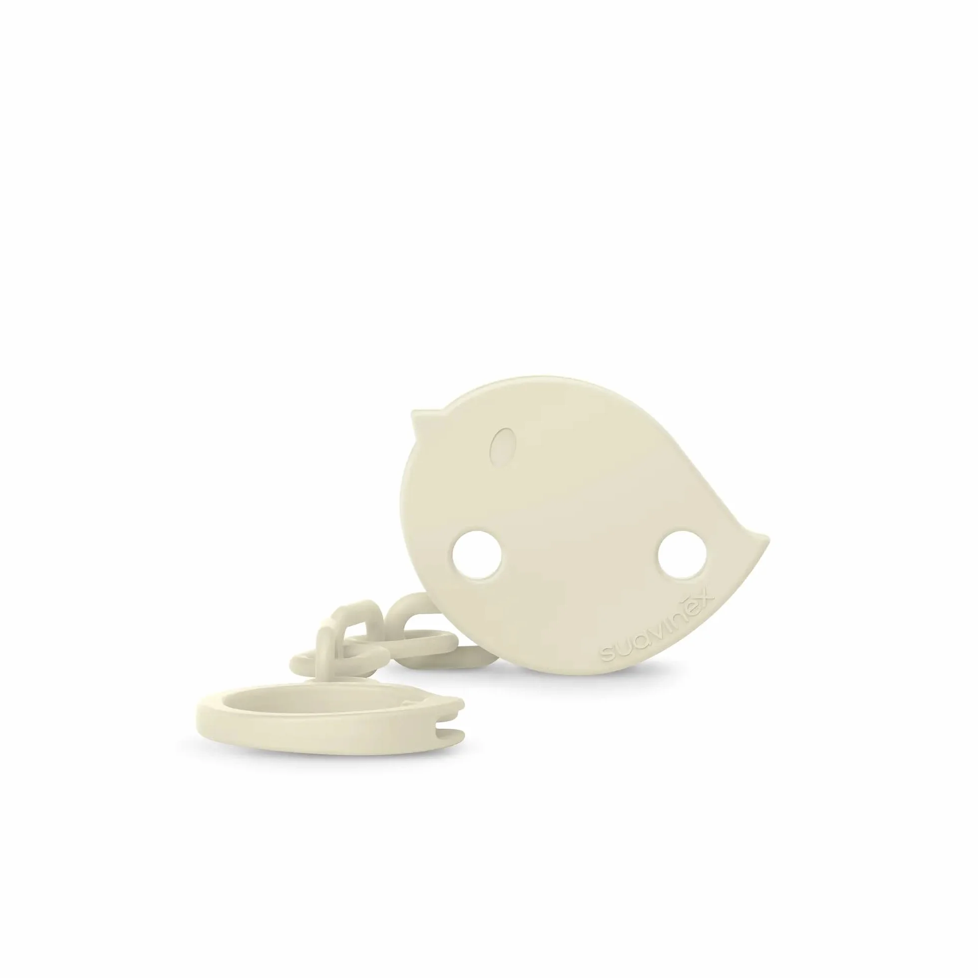 Suavinex, Chupetero, Cadena Chupete Bebé, Sujeta - Clip con Pinza, Placa con Forma de Pajarito. Para Bebés +0 Meses, Apto Recién Nacido, Birdies Beige