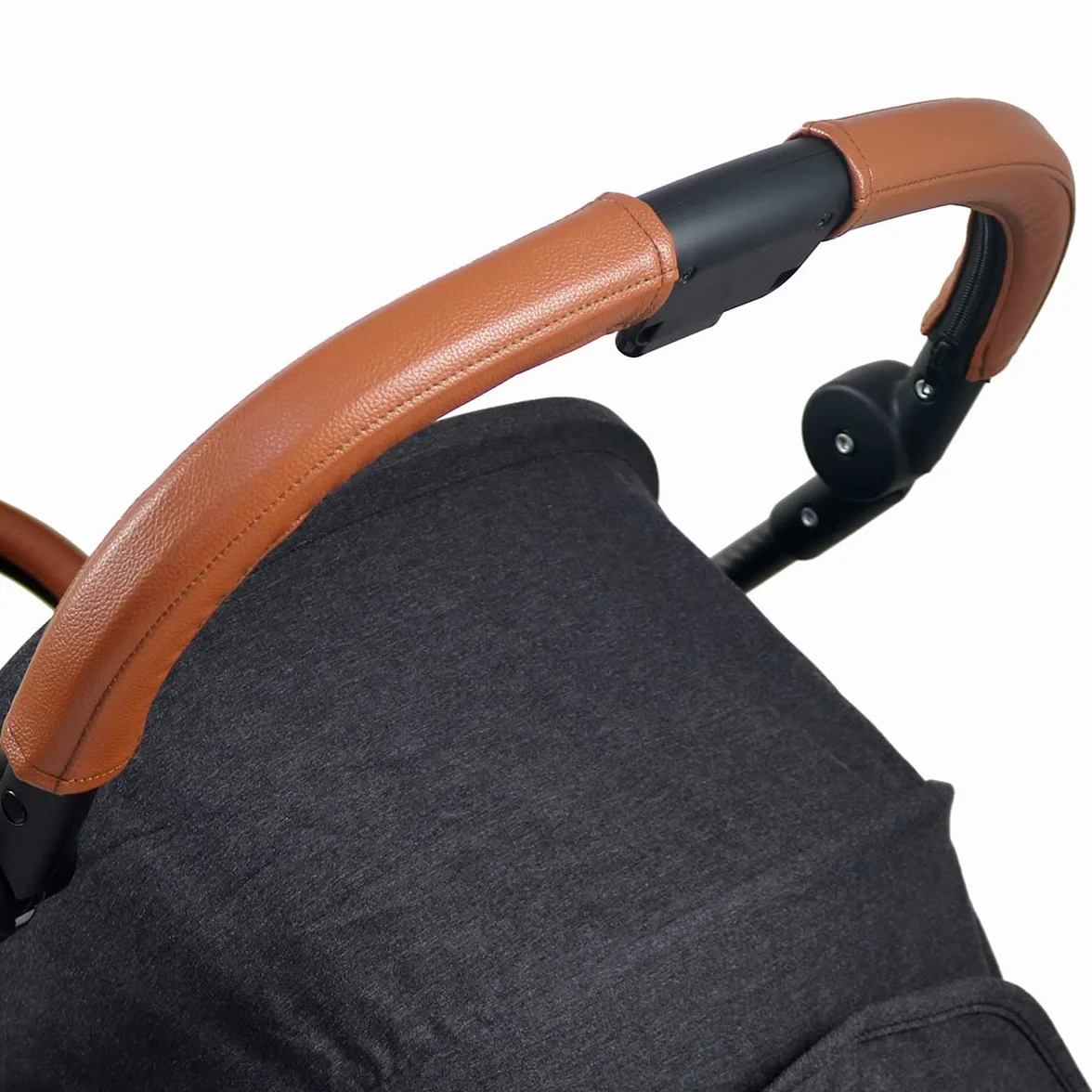 Copertura per maniglia in pelle ecologica in poliuretano, compatibile con passeggino Cybex Melio Carbon, custodia paraurti per passeggino, accessorio per passeggino (per maniglia mamma, marrone)