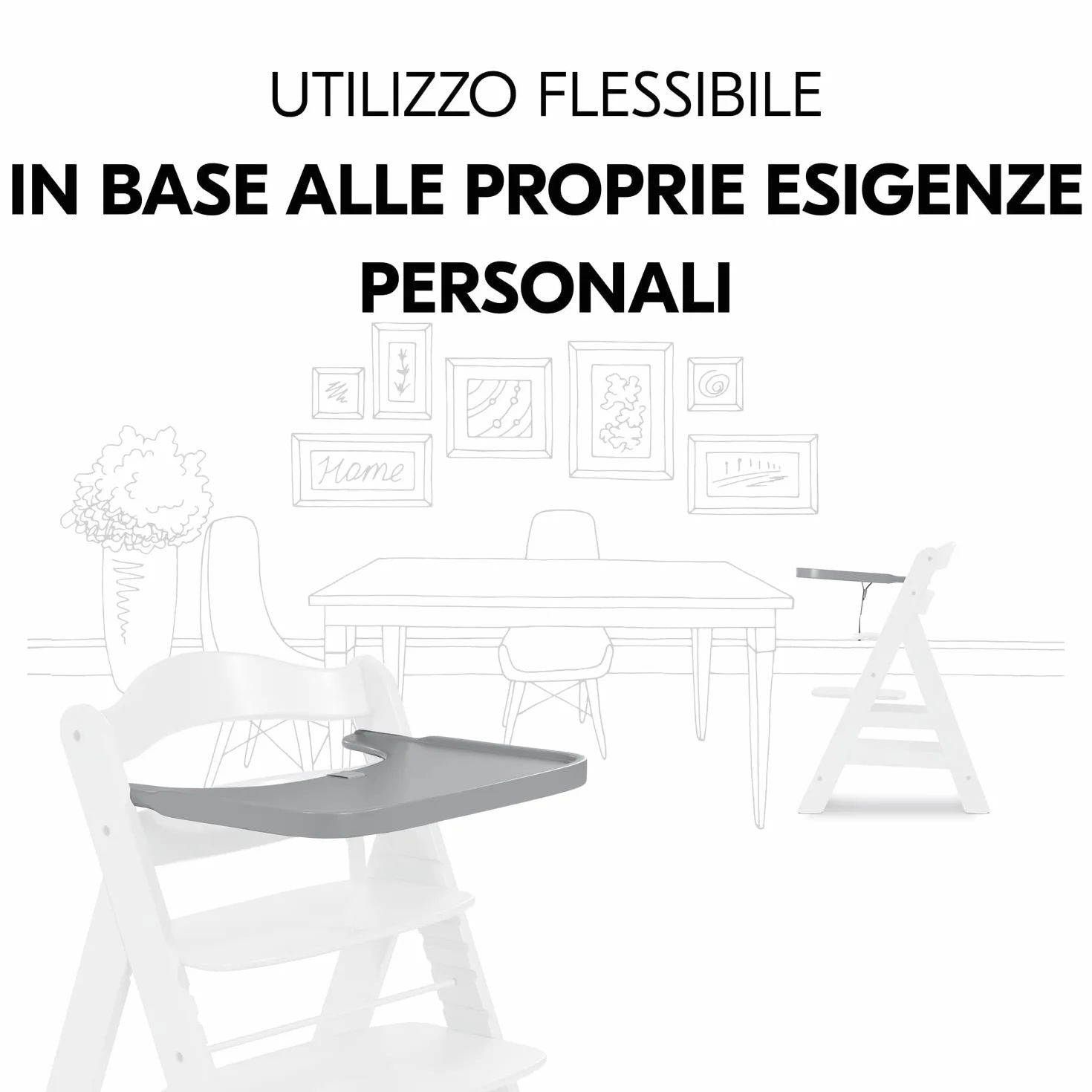 hauck Vassoio Seggiolone Alpha Wooden Tray - Vassoio in Legno di Faggio Cert. FSC, per Seggiolone Pappa Alpha+ e Beta+, Bordo Rialzato - (Grigio)