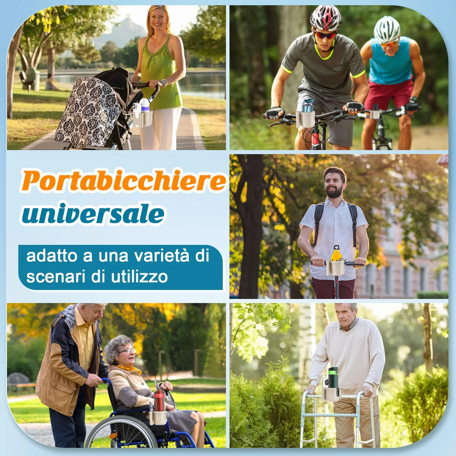 Portabicchieri per Passeggino,Guiseapue Portabicchieri Universale per Passeggino Portabicchieri Universale Regolabile portabottiglie Bici per passeggino bicicletta sedia a rotelle e moto (Beige)