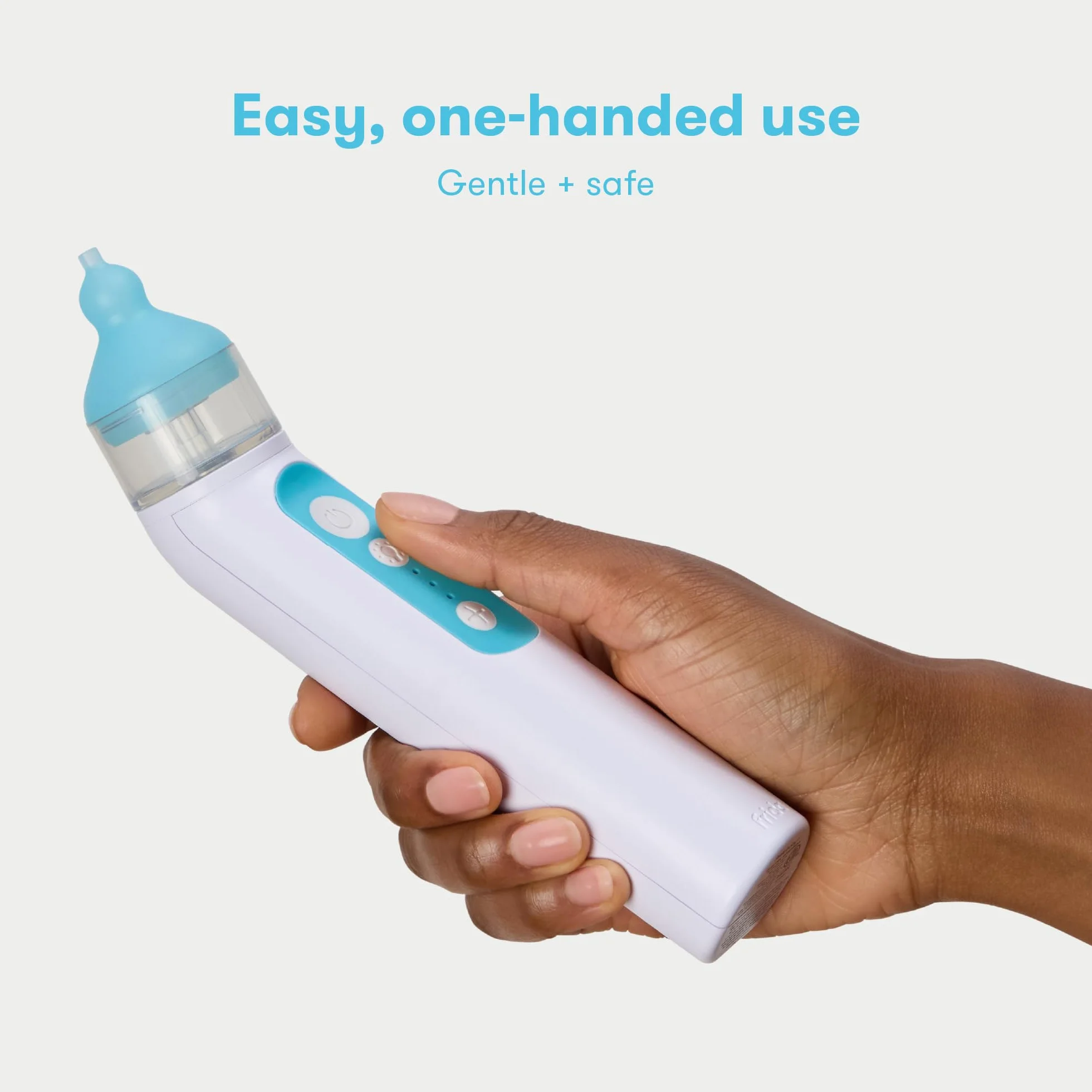 Frida Baby NoseFrida - Aspiratore nasale elettrico per neonati, ventosa nasale per neonati e bambini, per alleviare la congestione, con 3 livelli di aspirazione, 2 punte in silicone, USB