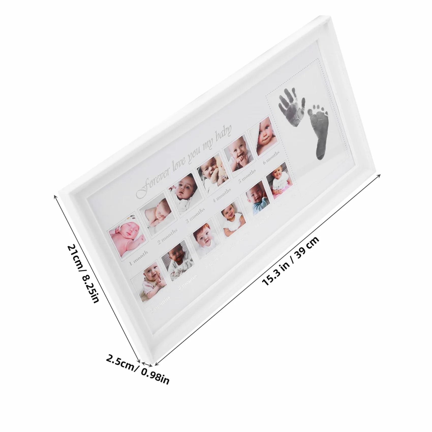 Portafoto Impronte Mani e Piedi Neonata 12 Mesi Bianco | Pp e Pvc, Esposizione da Tavolo, Regalo per Genitori di Neonati, Stile Semplice ed Elegante