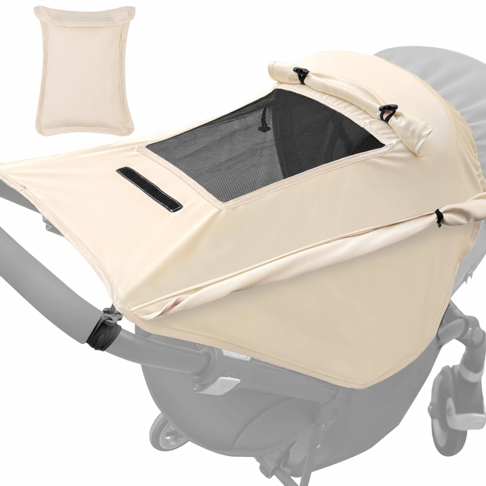 WD&CD Parasole per Passeggino, Telo Parasole per Carrozzina e Passeggino Ombrellini Parasole Universale Regolabile UV Protezione Solare Parasole Passeggino - Beige
