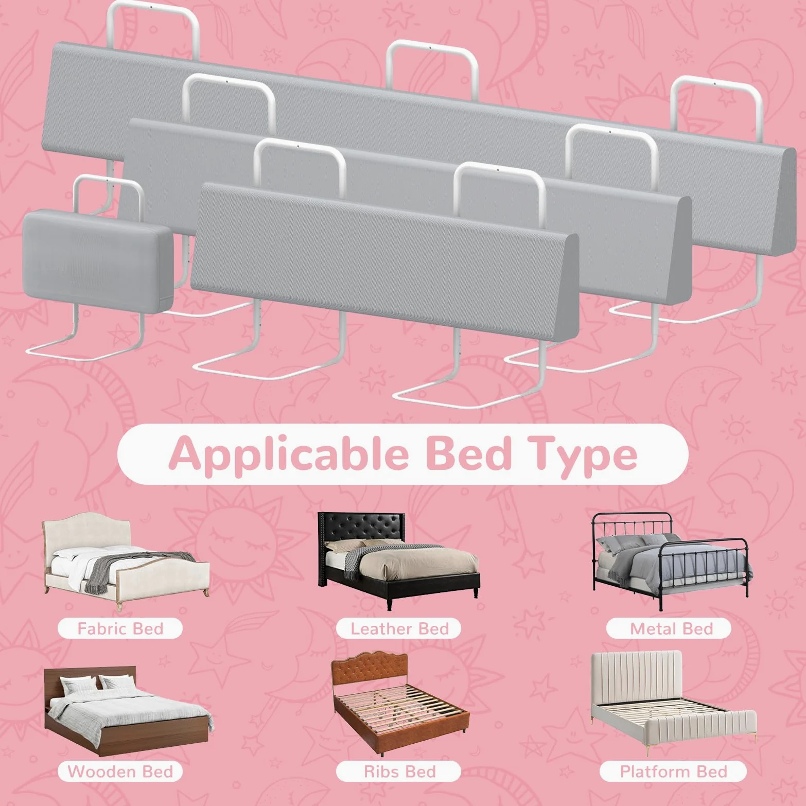 Sponde per letto bambini – Barriera letto sicurezza per bambini, protezione per letto matrimoniale e lettino, altezza regolabile 40-60 cm, rimovibile, portatile, grigio, 60cm