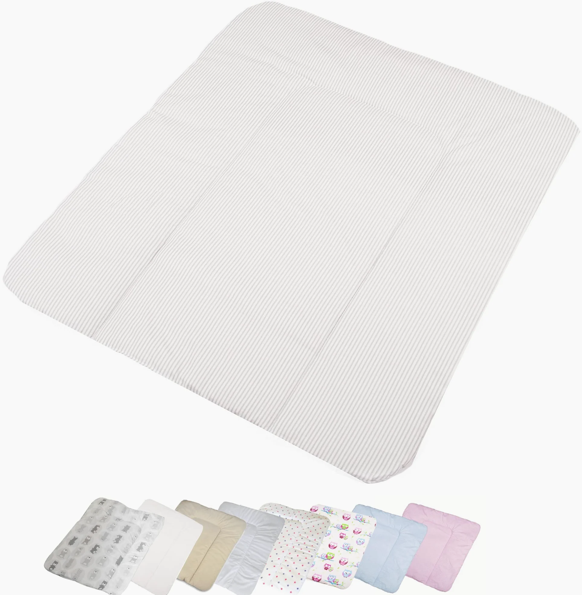 Vizaro - Fasciatoio Imbottito Materassino per Bambini 70x75 cm - 100% Cotone - Premium made in EU senza sostanze nocive - Linee Grigie