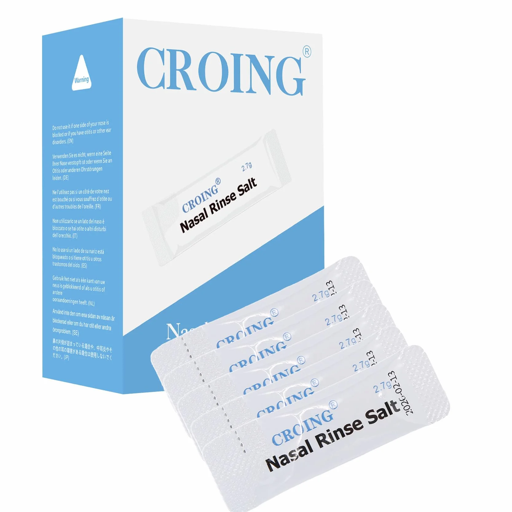 CROING 160 x Sale Lavaggio Nasale per Pulizia & Irrigazione del Naso, Lavaggi Nasali, Irrigatore Nasale, Irrigazione Nasale, Neti Pot, Sinus Rinse, Neti Lota