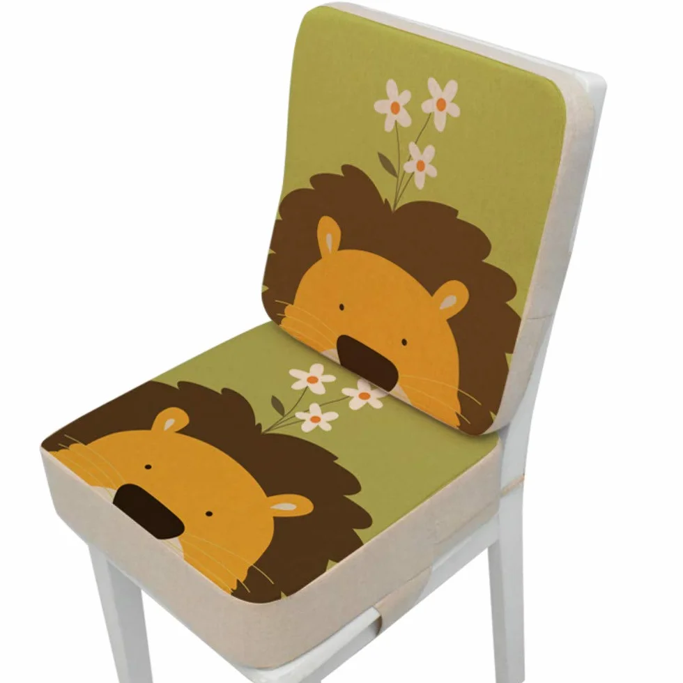 Cuscino Rialzo da Sedia per Bambini, Fansu Comodo e Facile da Pulire Smontabile Regolabile Cuscino Alzasedia per Seggioloni Cuscino Seduta per Sedia da Giardino (Leone,40x40x10cm)