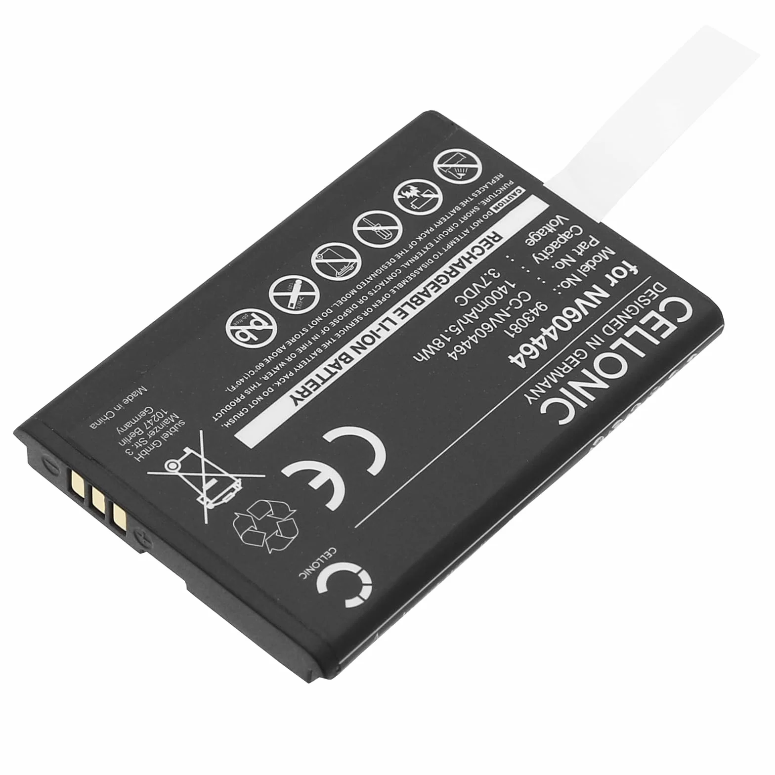 CELLONIC 1x Batteria per Babyphone Compatibile con Beurer BY 110, Compatibile con Oricom Secure SC895, Secure SC740, Compatibile con Beurer NV604464 – (1400mAh, 3.7V)