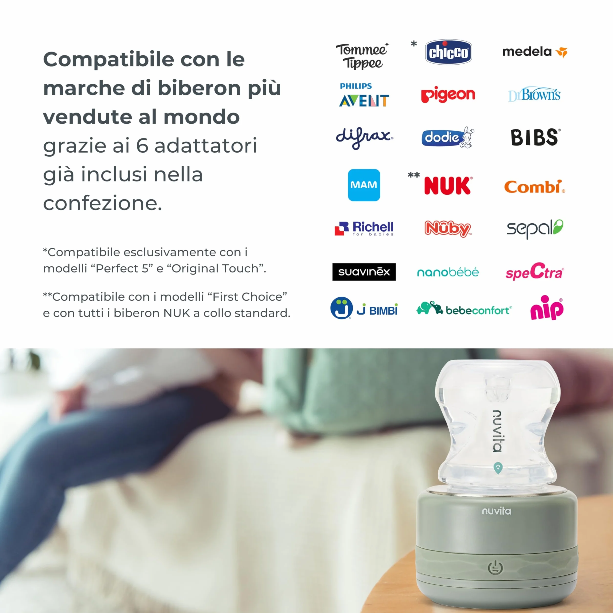 Nuvita 1166 Warm70 Scaldabiberon Portatile Senza Fili 70°C – Ricaricabile USB, Compatibile Universale, 5 Livelli di Temperatura Fino a 70°C, Riscaldamento Rapido 2,5 Min, Mantiene Caldo 6 Ore