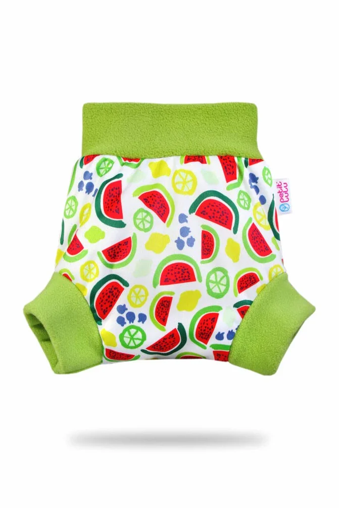 Pull Up Cover Petit Lulu | Taglia L | Con Bordi In Pile | Riutilizzabile e lavabile | Pannolini lavabili | Pannolino di stoffa | Prodotto in Europa (Watermelon)