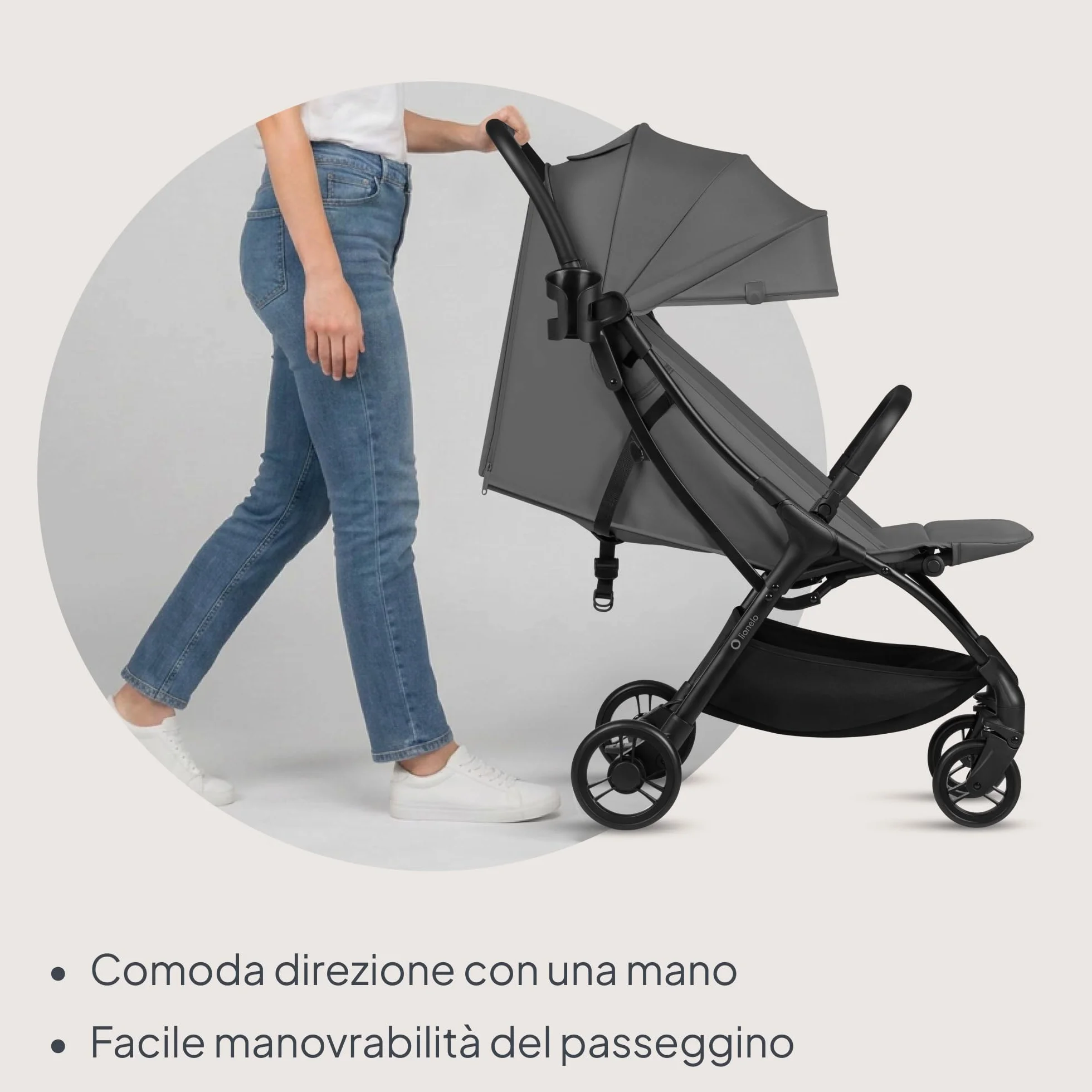 Lionelo AGIA Passeggino Leggero e Compatto fino a 22 kg / 4 anni Pieghevole con una Mano, Posizione Distesa, Seduta Ampia, Pannello di ventilazione, Ammortizzazione, Grande Cestello Regolazione Facile