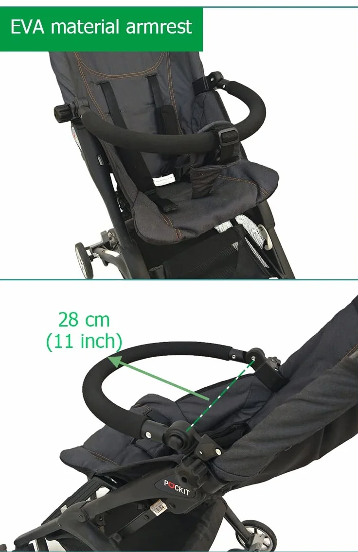 Barre paraurti compatibili con passeggino GB Pockit+ All-Terrain e Pockit Air, accessori per passeggino, corrimano anteriore regolabile (copertura in pelle PU)