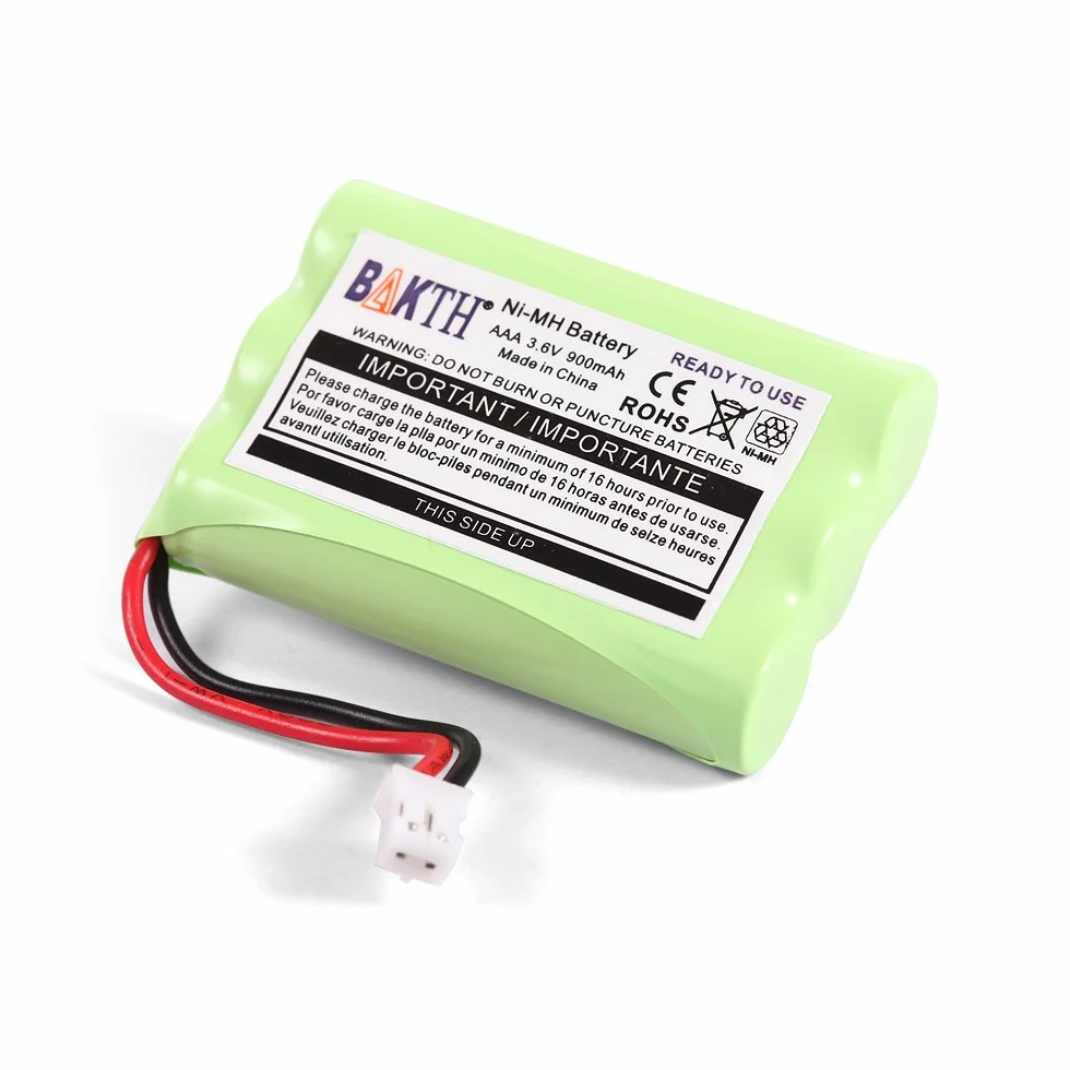 BAKTH 900mAh Batteria di ricambio da 3.6V Ni-MH per Motorola MBP33 MBP33S MBP33PU MBP36 MBP36S MBP36PU MBP41 Baby Monitor (Non adatto a MBP33S MBP36 MBP36S con spina del foro rotondo)