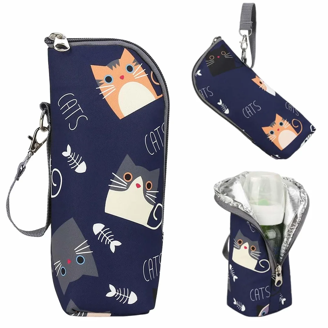 1 Pezzo Porta Biberon Termico Borsa Termica Con Strato Isolante, Borsa Da Viaggio Portatile Per Biberon Appeso Latte Materno Acqua Stoccaggio Sacchetto Di Isolamento, Modello di Gattino